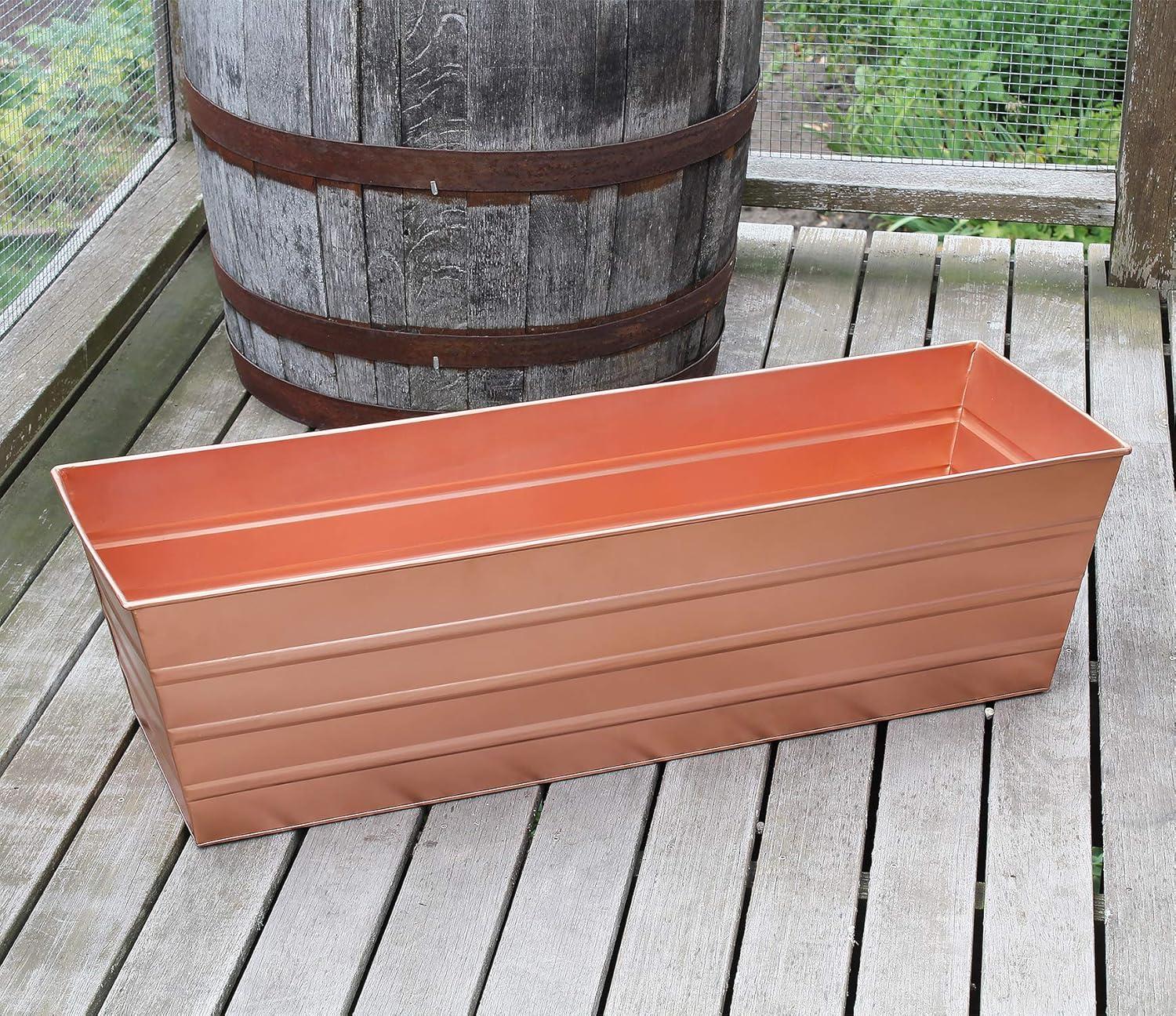 Large Copper Plated Steel Window Flower Box Planter