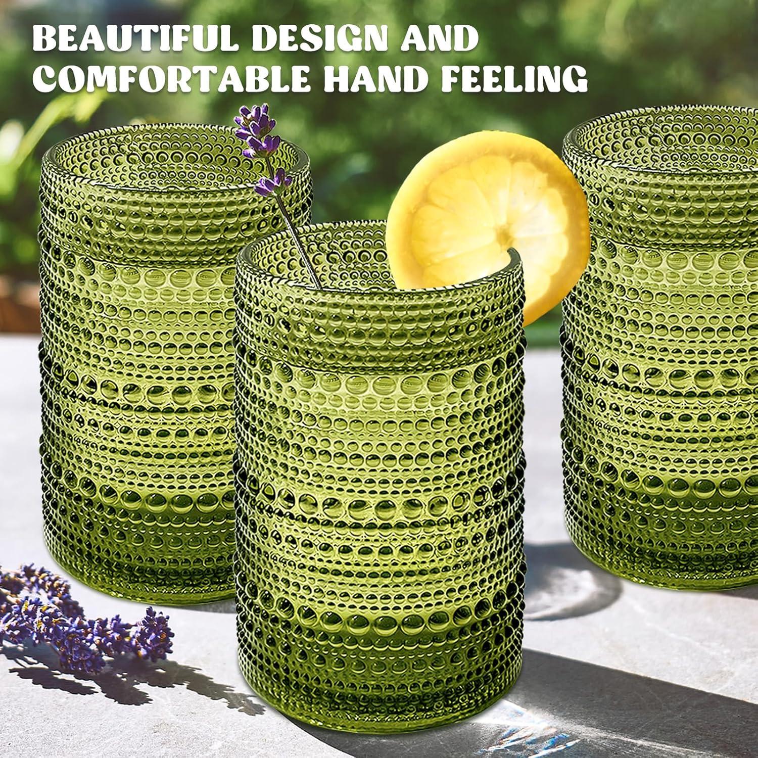 Vintage Glassware Drinking Glass Set of 6, Nailhead Glass