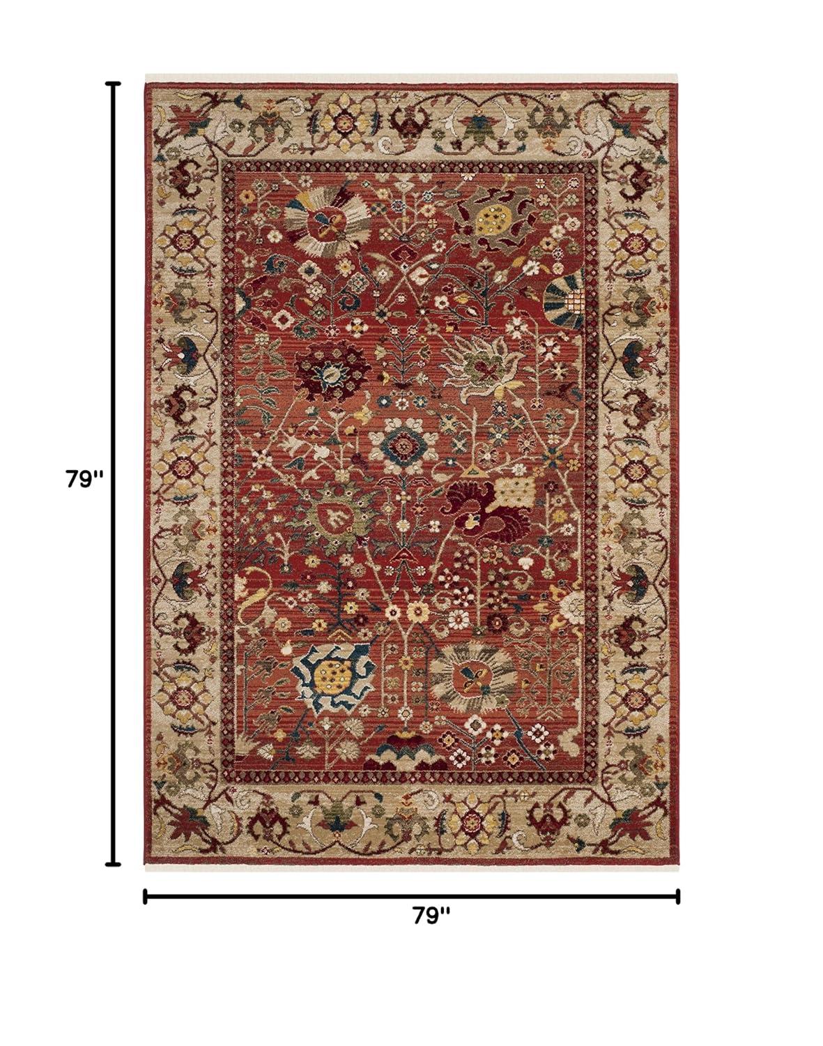 SAFAVIEH Kashan Vaska Oriental Area Rug, Ivory/Red, 6'7" x 6'7" Square