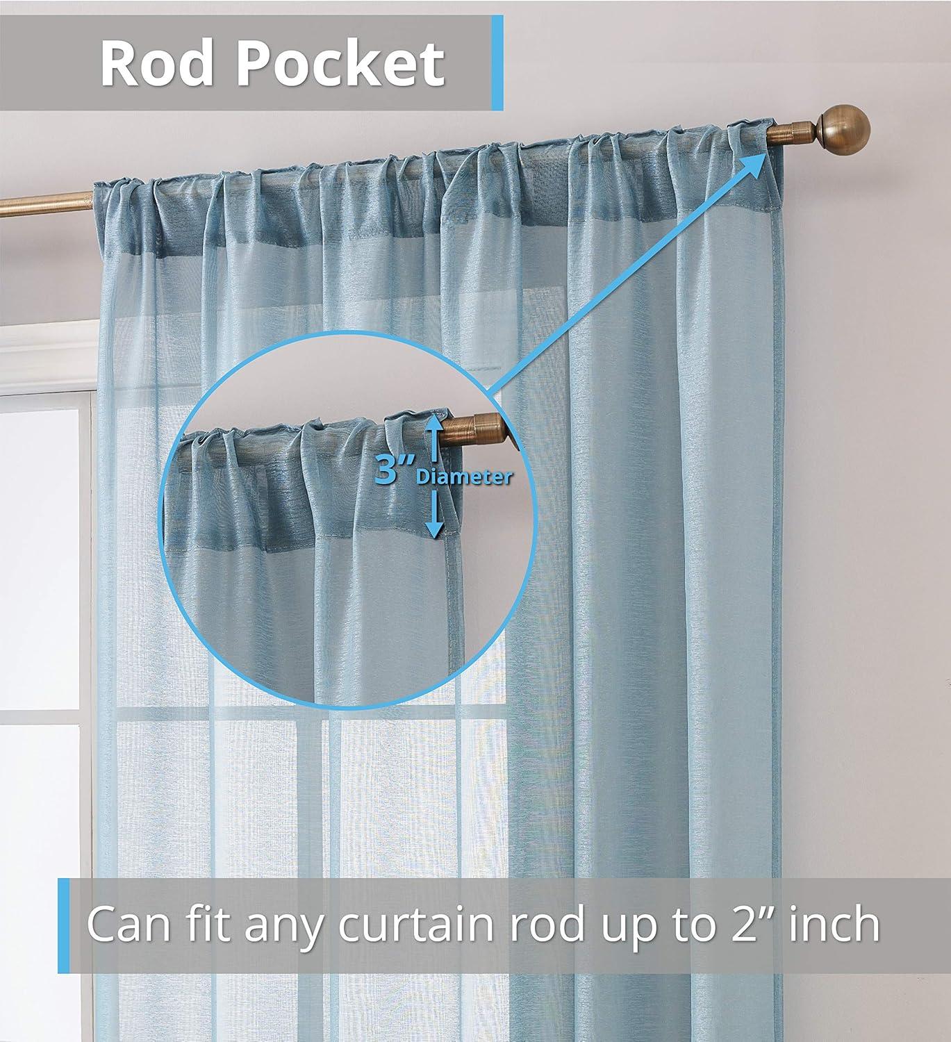 Ebern Designs Lauren Polyester Semi Sheer Curtain Pair (Set of 2)