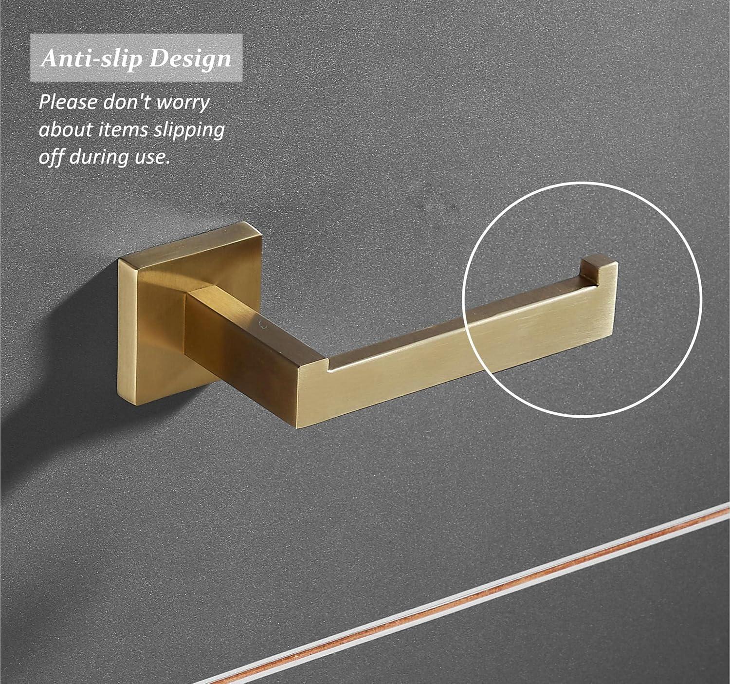 Bathroom Hardware Accessories Set Gold: Brushed Toilet Paper Holder Hand Towel Holder Towel Hook - Wall Mounted Stainless Steel 3 Pieces Towel Bar Set SHUNLI