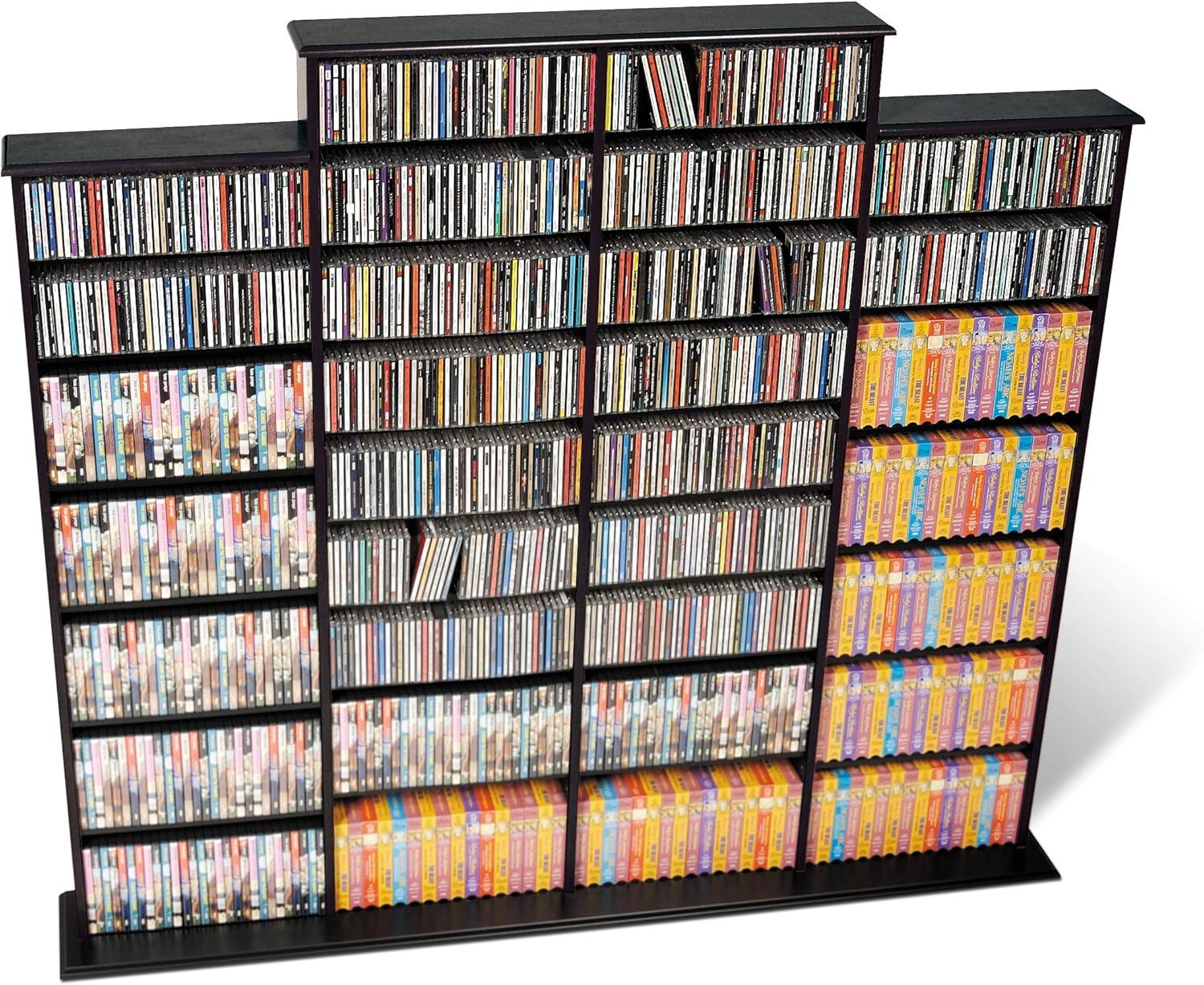 Prepac Double Floating Media Wall Storage in Cherry and Black