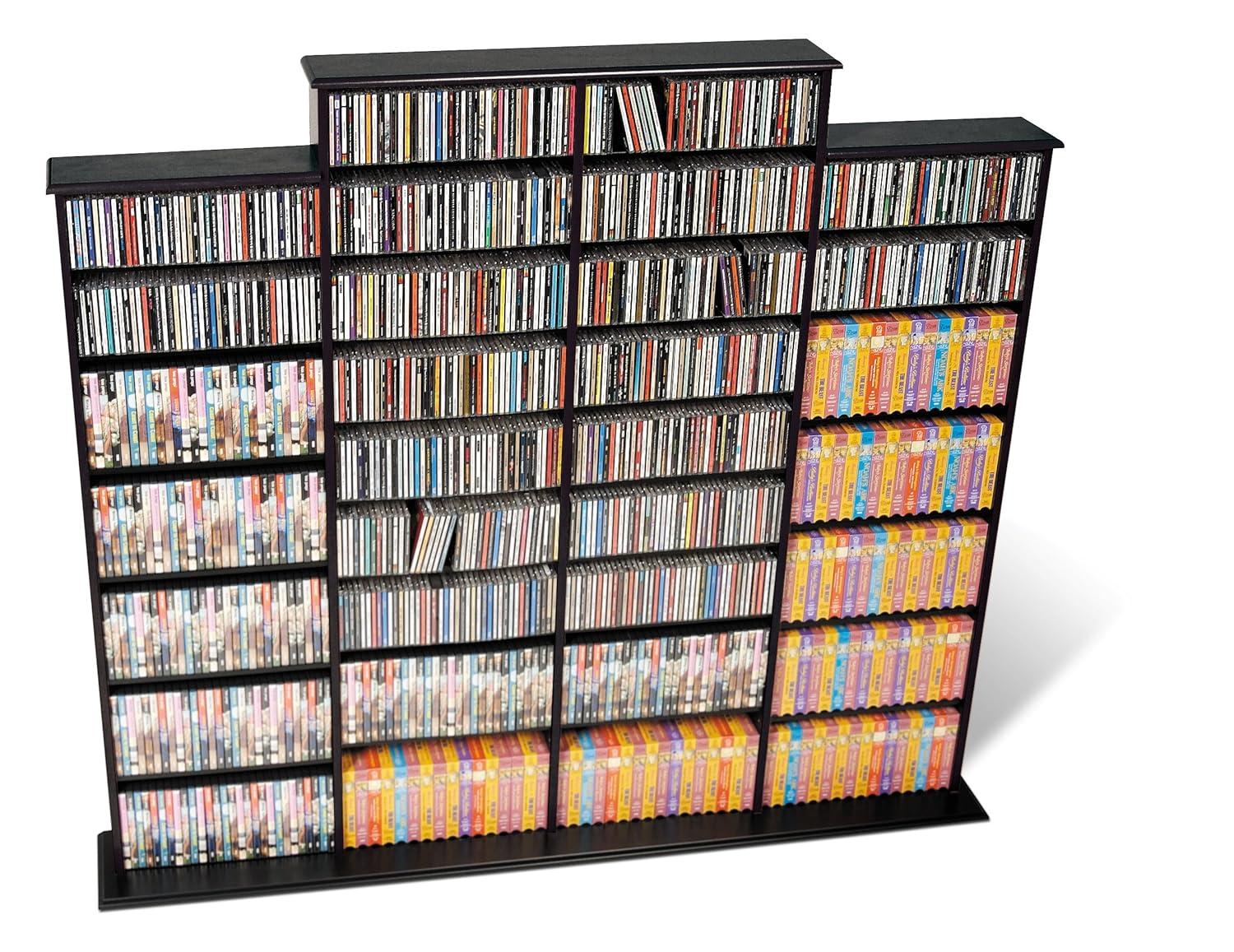 Prepac Double Floating Media Wall Storage in Cherry and Black