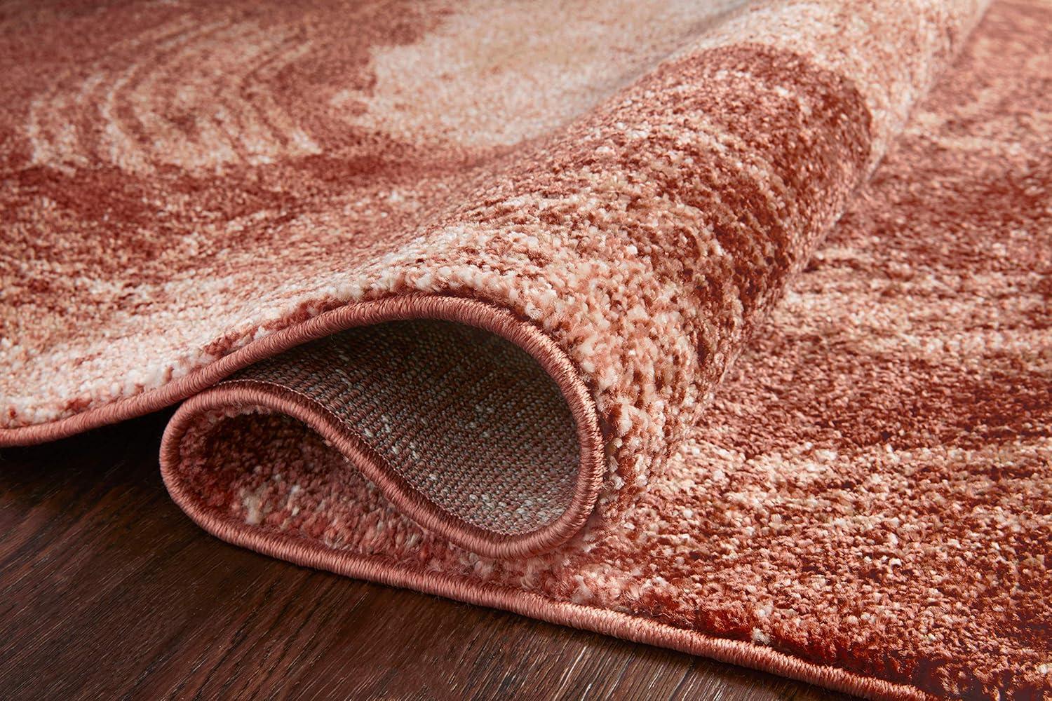 Abstract Red Spice 6'7" x 9'3" Modern Synthetic Area Rug