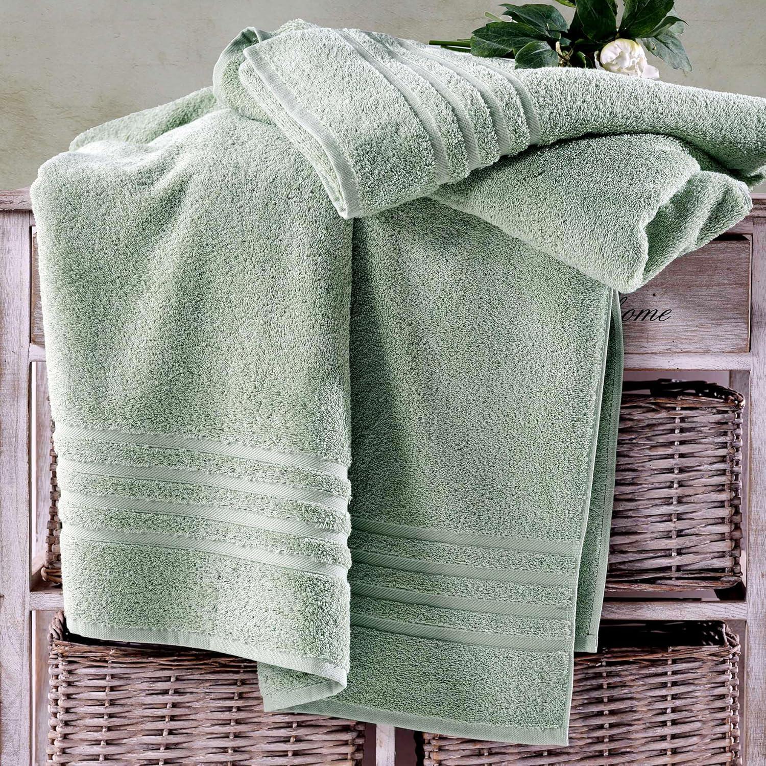 Jumbo Large Bath Sheets Towels 2 Pack Soft and Absorbent, 100% Cotton Towels (Sea Salt, Bath Sheet)