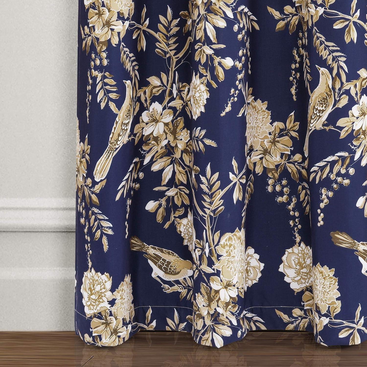 Lush Decor Farmhouse Bird And Flower Polyester Curtain Pair (Set of 2)