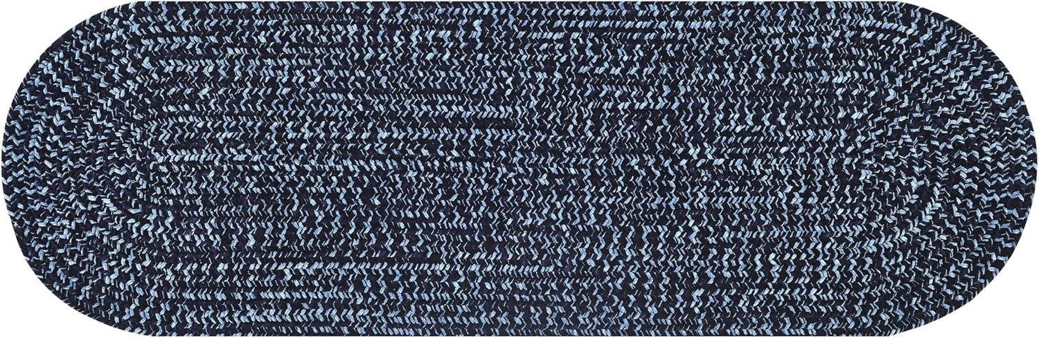 Navy and Smoke Blue Braided Reversible Synthetic Rug