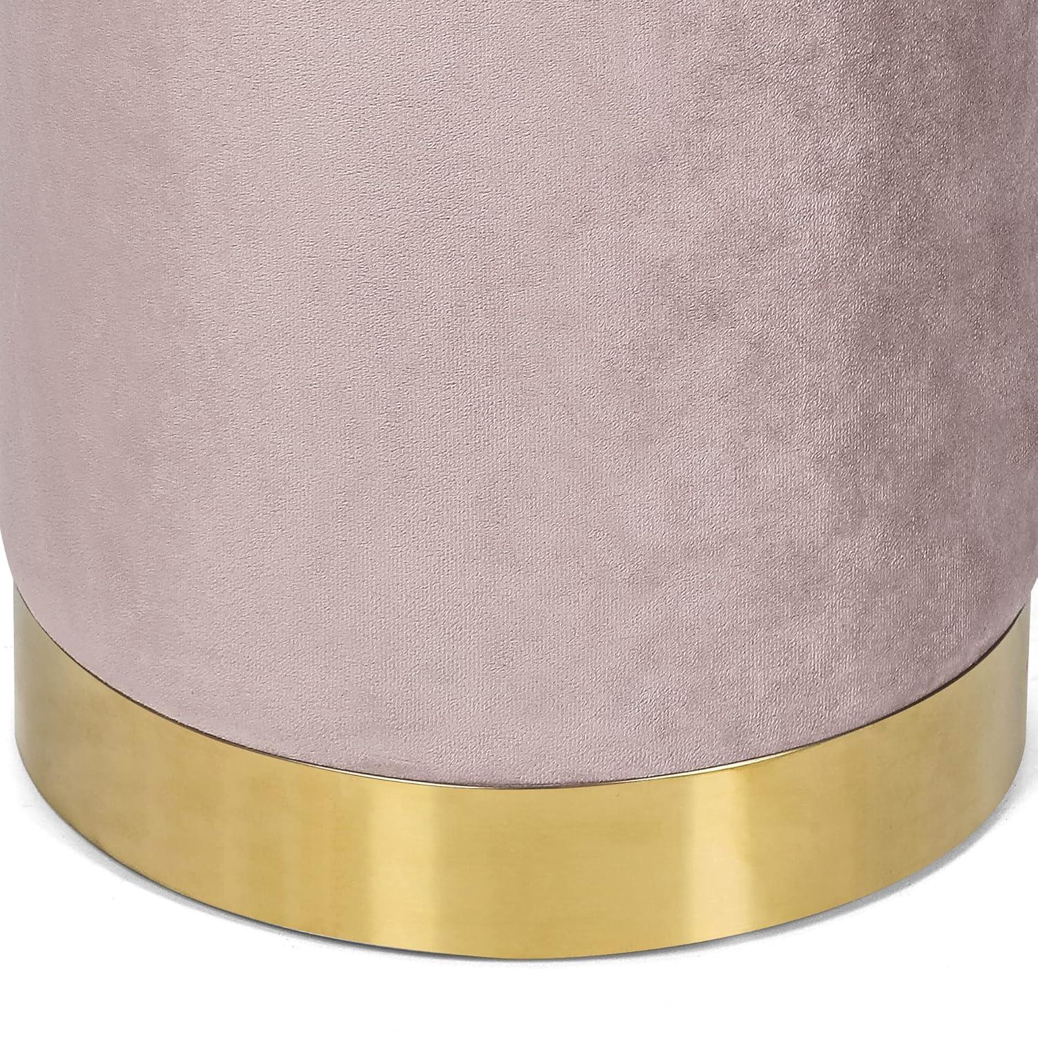 Adore Decor Adele Modern Tufted Velvet Ottoman in Pink