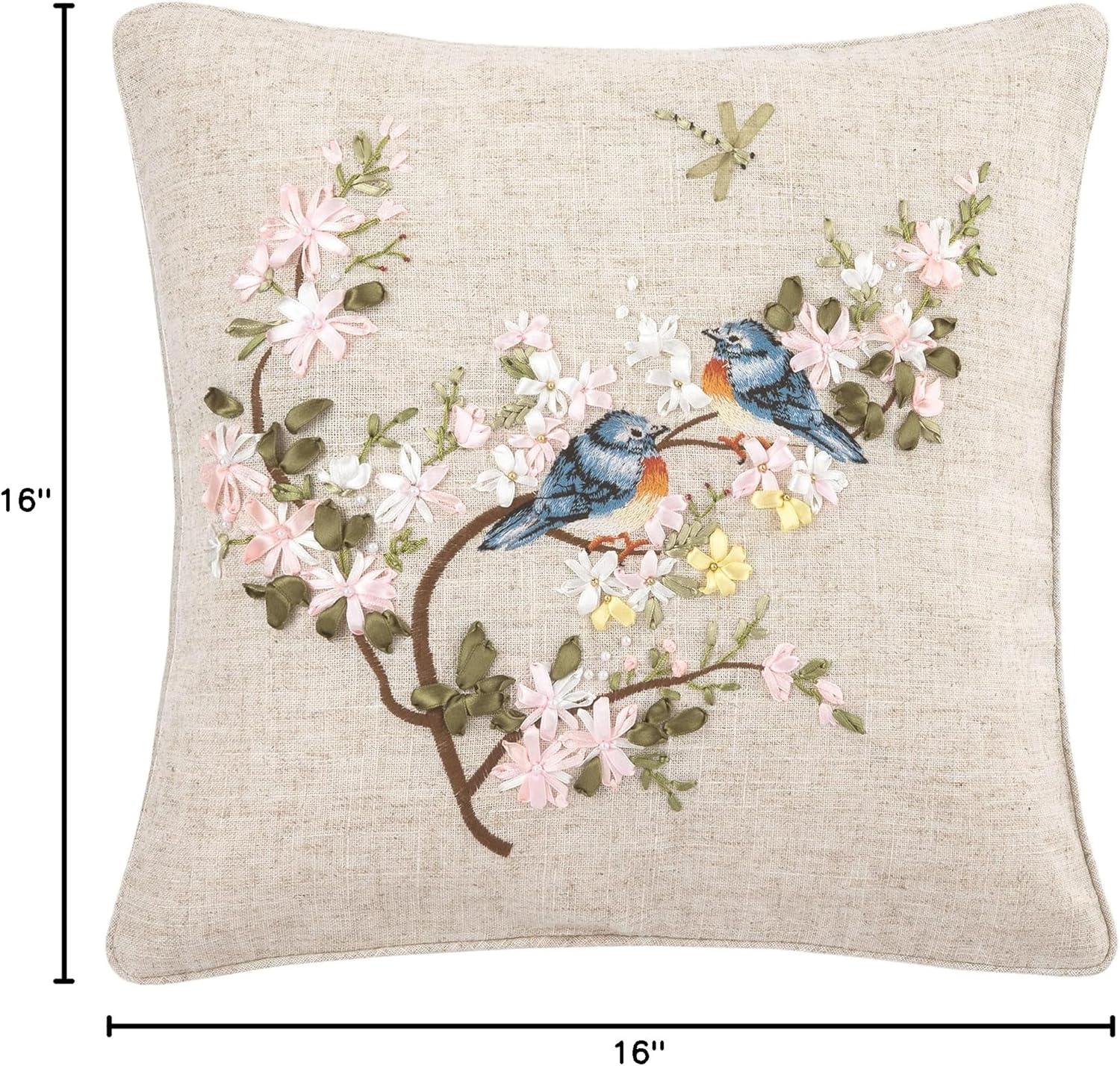 C&F Home Bluebird Hand Crafted Ribbon Easter Spring Art Pillow