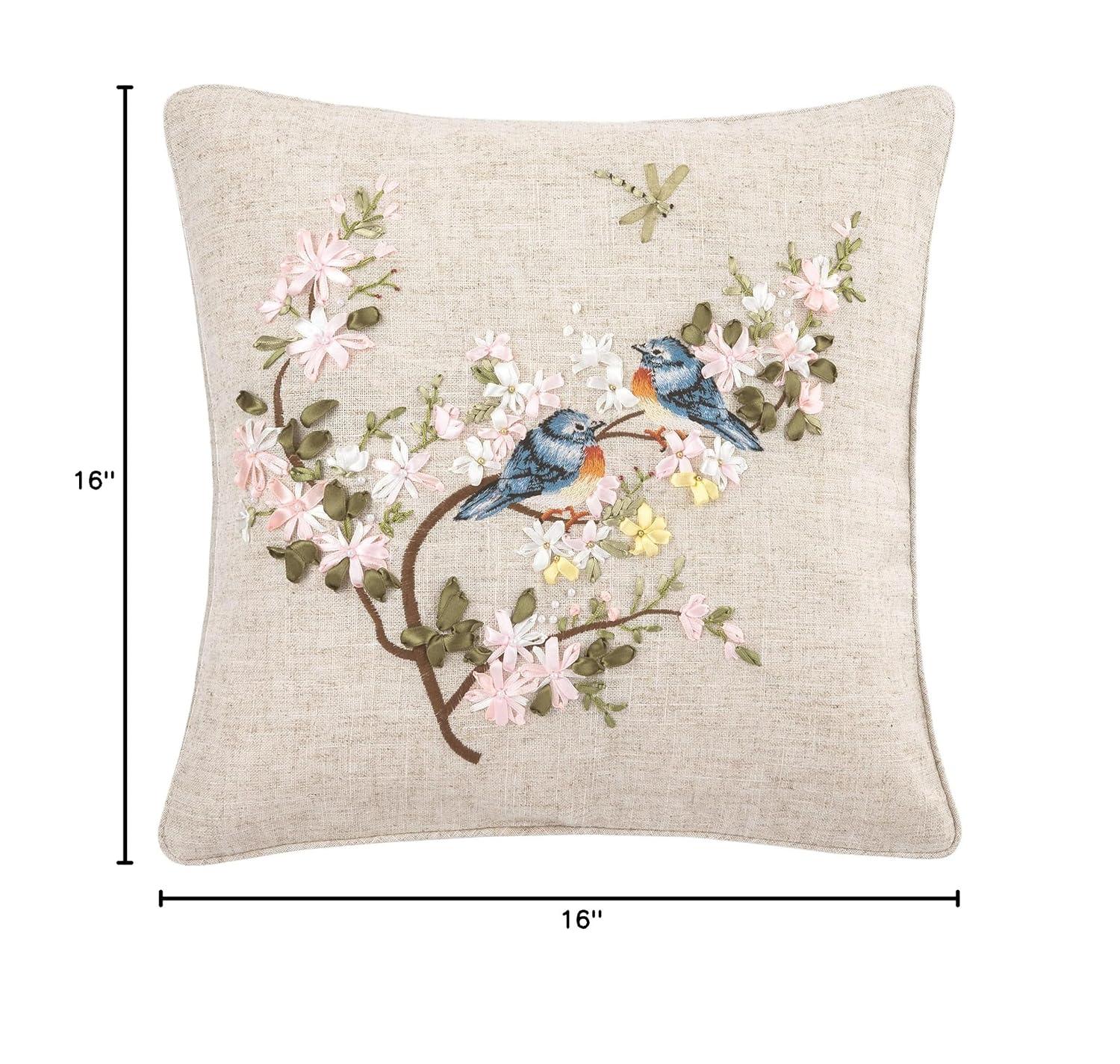 C&F Home Bluebird Hand Crafted Ribbon Easter Spring Art Pillow
