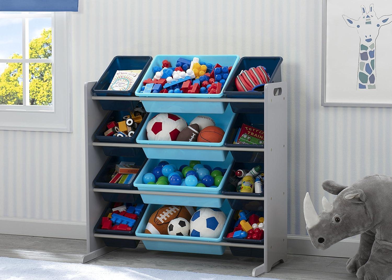 Delta Children Kids Toy Storage Organizer with 12 Plastic Bins