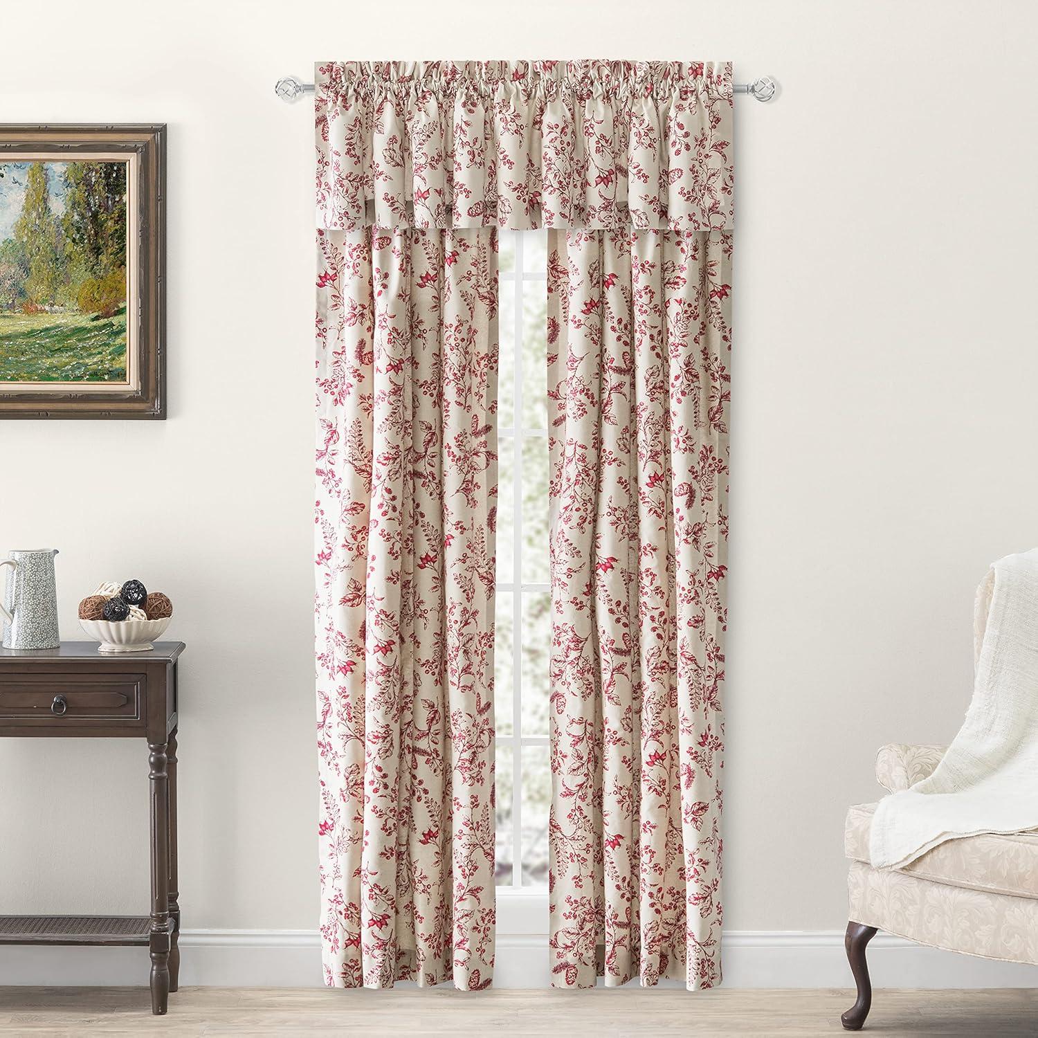 Garnet Cotton Light-Filtering Rod Pocket Curtains with Tiebacks