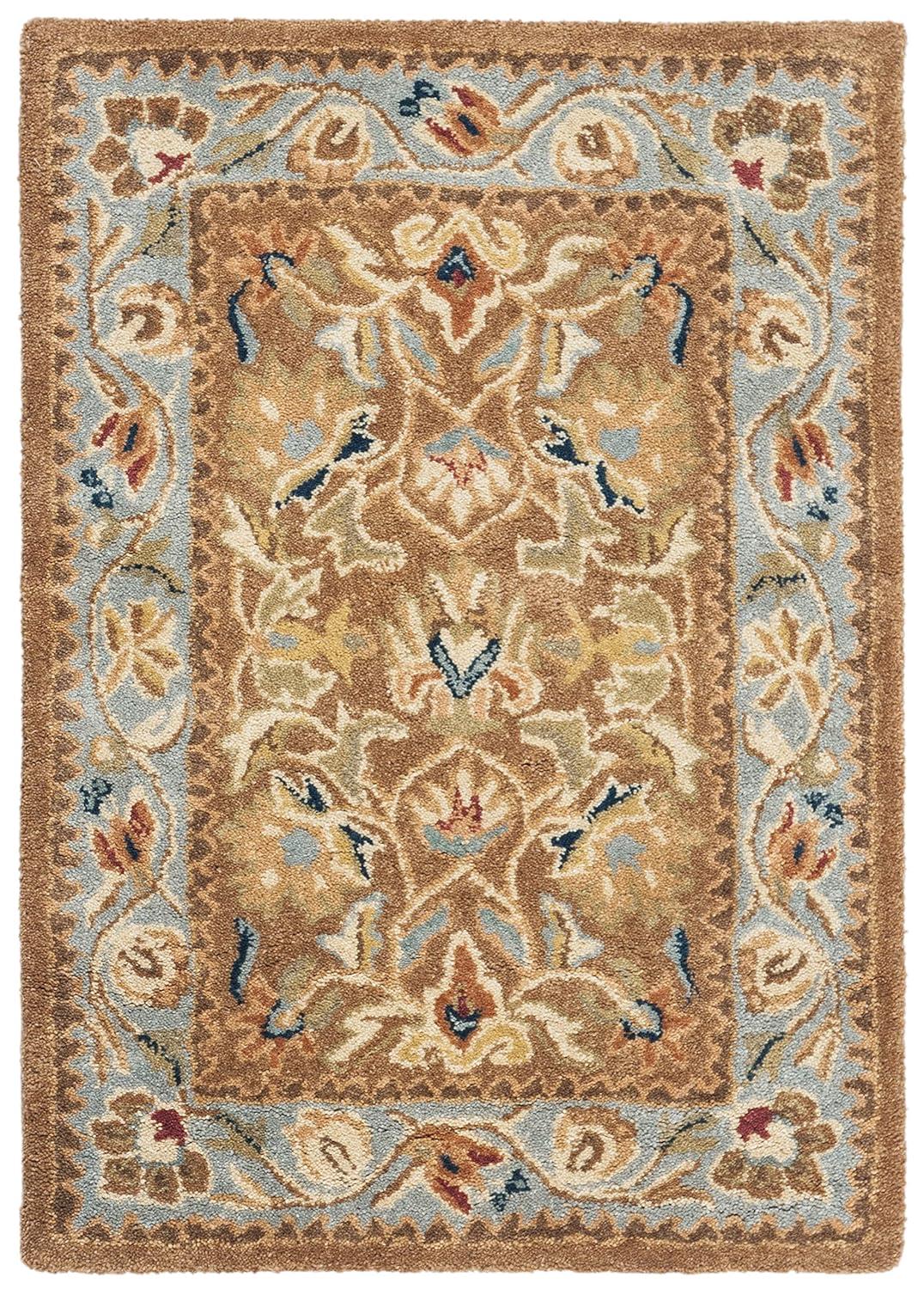 SAFAVIEH Bergama Michayla Traditional Wool Area Rug, Brown/Blue, 2' x 3'