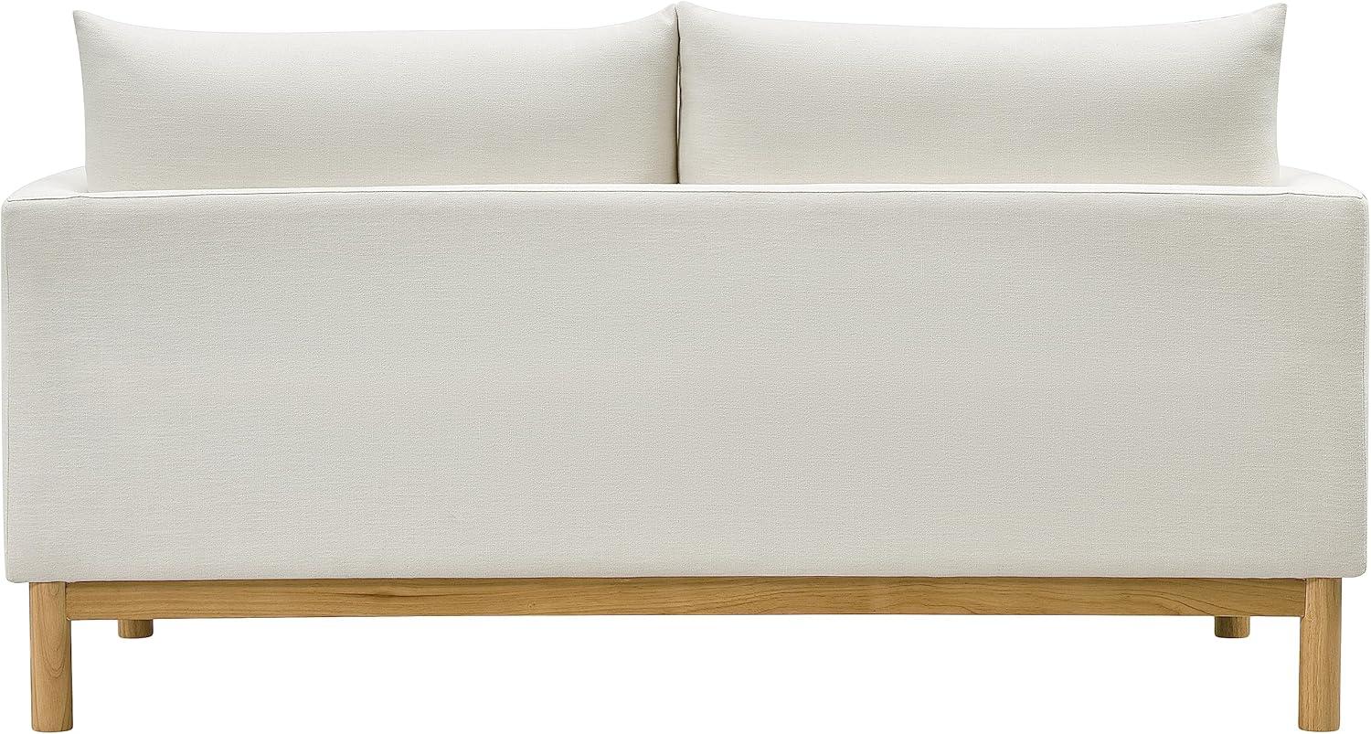 Meridian Furniture 157Cream-L Langham Collection Mid-Century Modern Linen Textured Fabric Upholstered Loveseat, Cream Linen Textured Fabric, Natural Finish Wood Base, 66" W x 33.5" D x 33" H, Cream