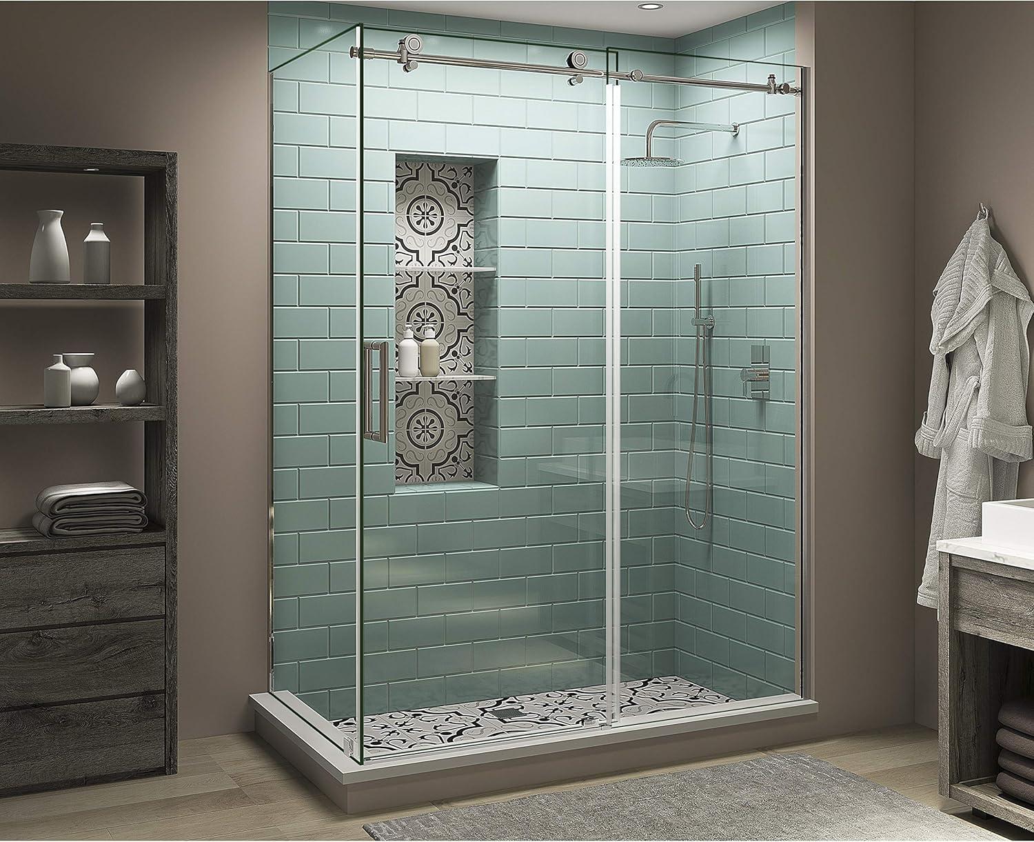 Coraline XL Frameless Chrome Sliding Shower Enclosure with Clear Glass