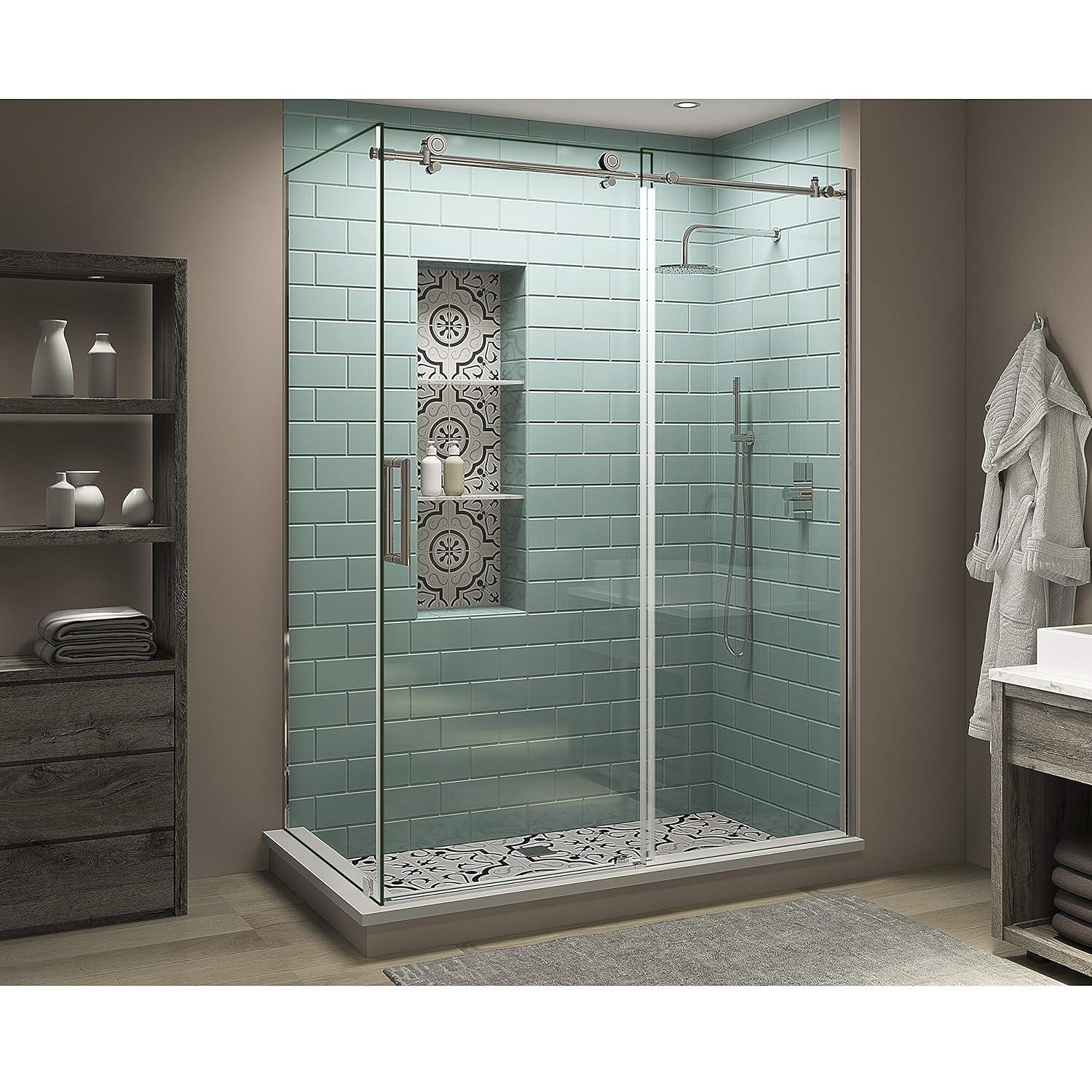 Coraline XL 44" - 48" W x 36" D x 80" H Frameless Rectangle Sliding Shower Enclosure