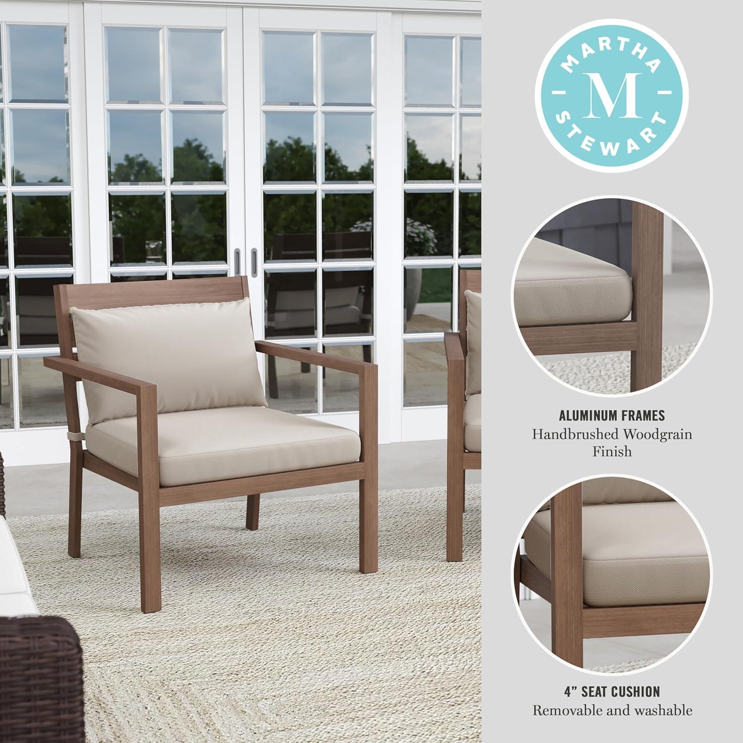 Martha Stewart Martha Stewart Bedford All-Weather Patio Accent Chairs with Seat and Lumbar Cushions (Set of 2)