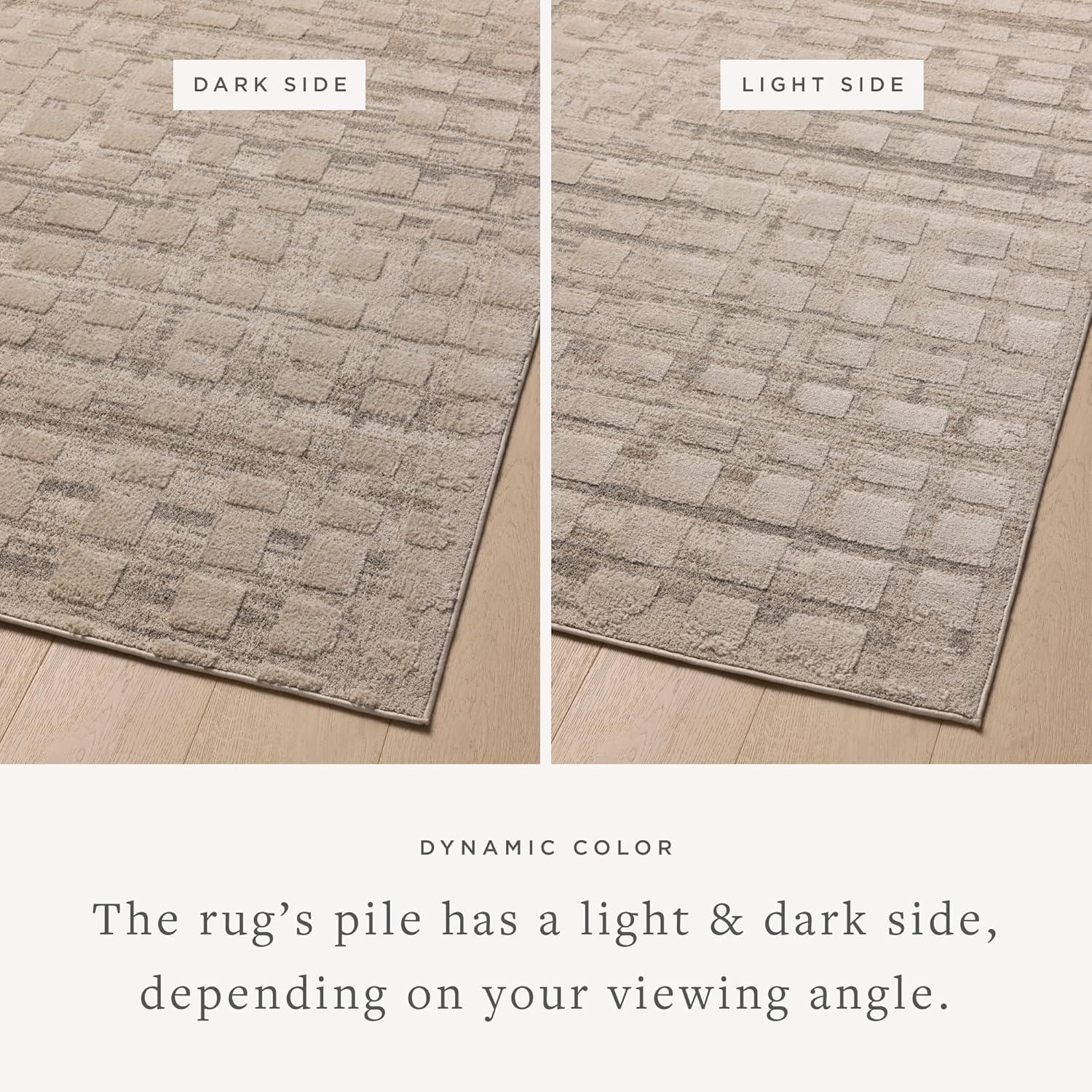 Pebble Beige High Pile Polyester Moroccan Area Rug