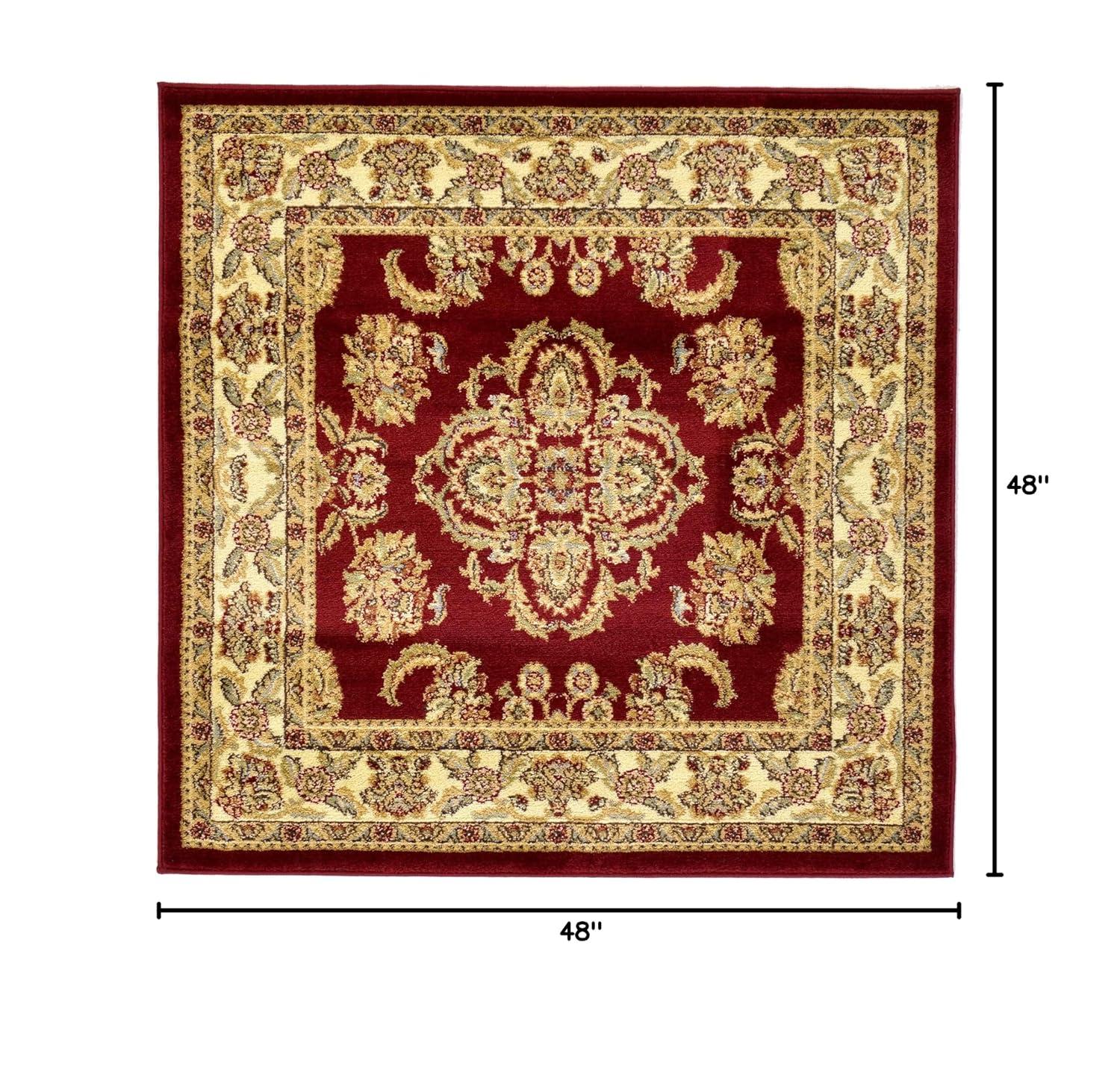 Unique Loom Voyage Collection Area Rug - Reddington (4' 1" Square Red/Cream)
