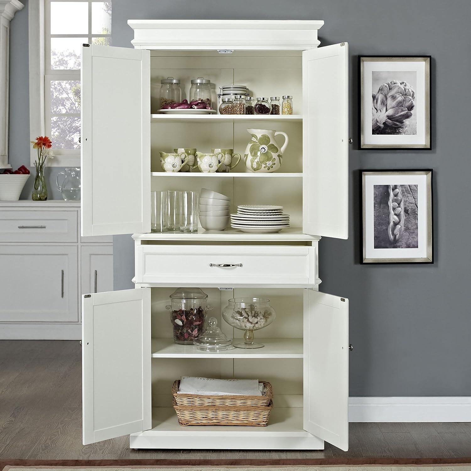 Parsons Pantry Storage Wood/Mahogany - Crosley: Adjustable Shelving, Drawer, Traditional Style