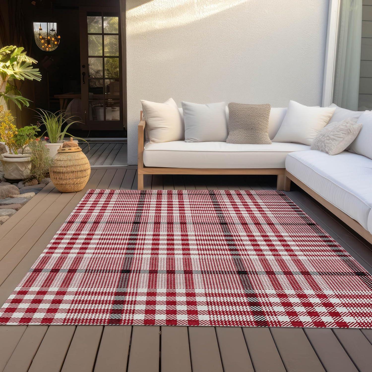 Machine Washable Indoor/Outdoor Chayden ACN1054 Red Rug