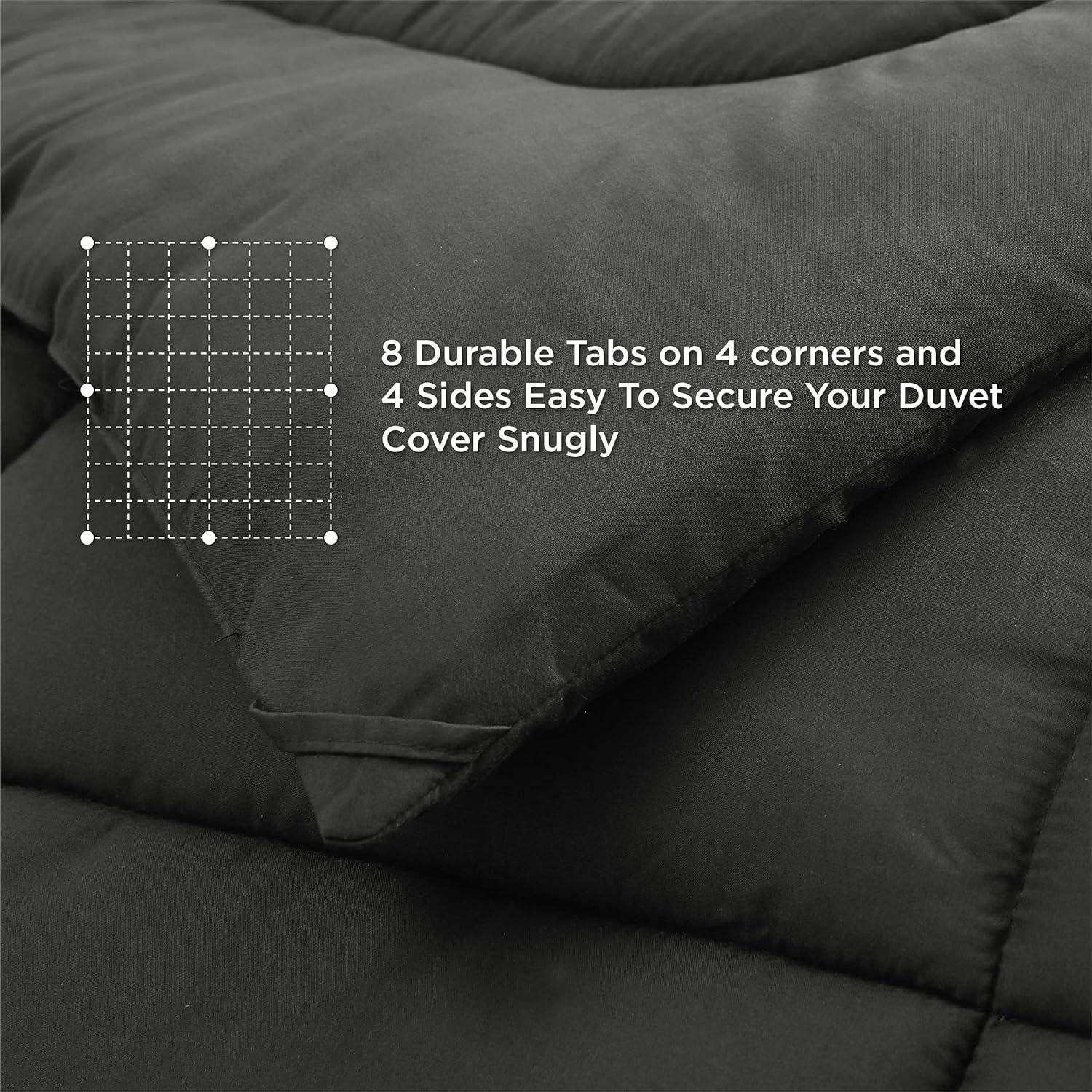 Bedsure Comforter Duvet Insert - Quilted Comforters Queen Size, All Season Duvet, GentleSoft Down Alternative Bedding, with 8 Tabs, Gifts for Women/Men, Black, Queen 88 x 88 Inches