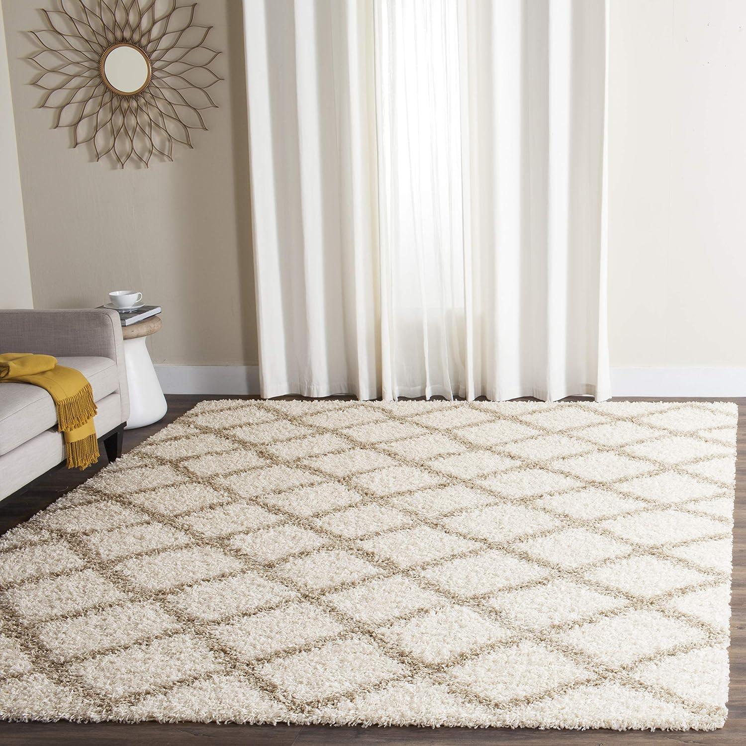 Dallas Shag SGD258 Power Loomed Indoor Area Rug - Ivory/Beige - 5'1"x7'6" - Safavieh.