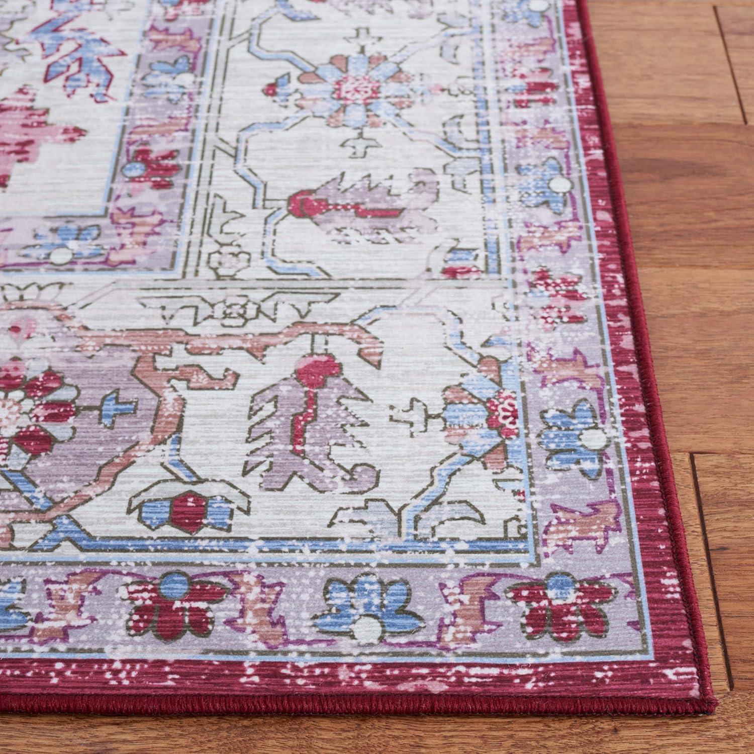 Tucson Vintage Persian TSN106 Power Loomed Machine Washable Skid-Resistant Indoor Area Rug - Burgundy/Beige - 5'x8' - Safavieh