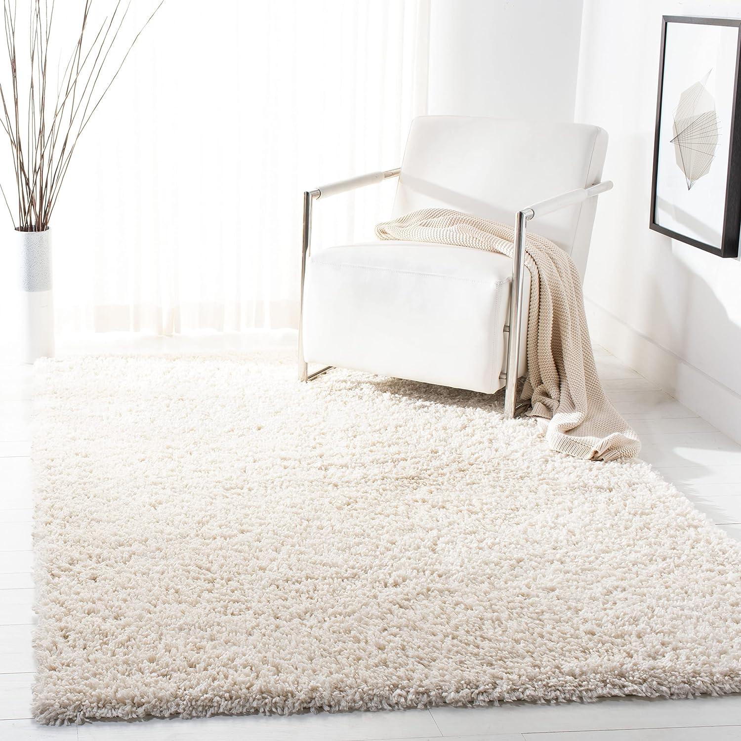 August Shag AUG200 Power Loomed Indoor Area Rug - Ivory - 5'3"x7'6" - Safavieh