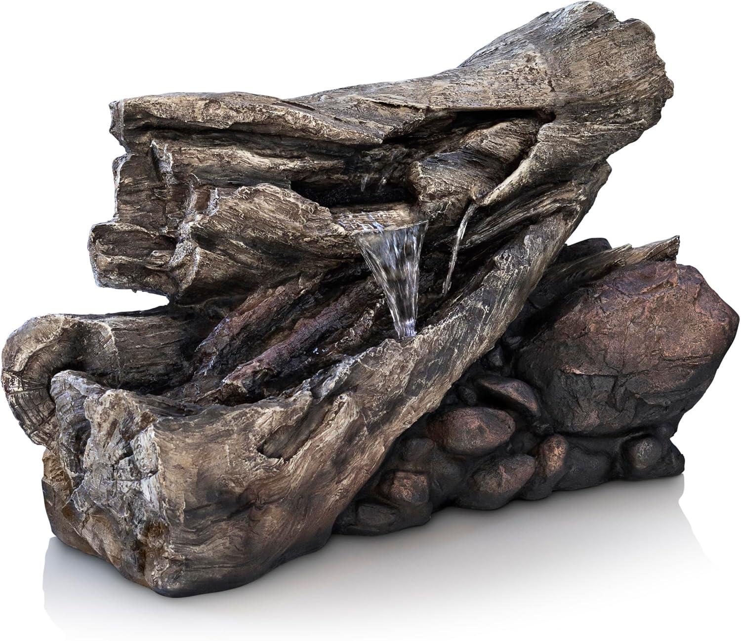 Brown 24" Rainforest Waterfall Logs with LED Lights