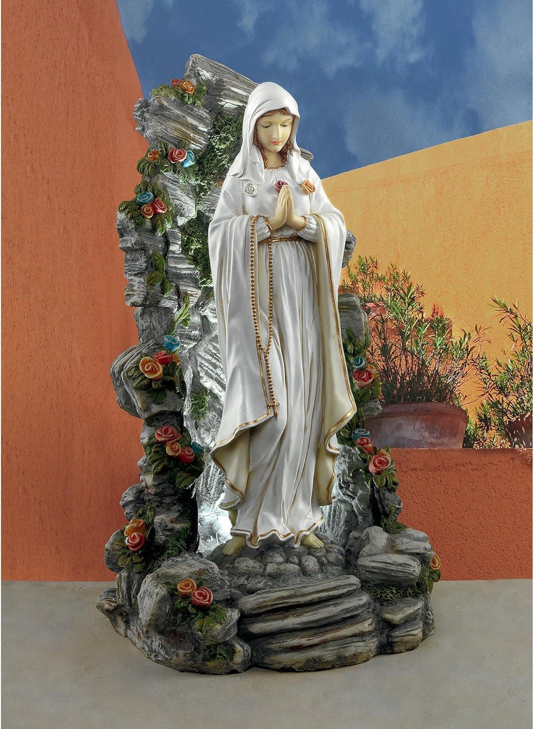 Blessed Virgin Mary Illuminated Garden Grotto Statue