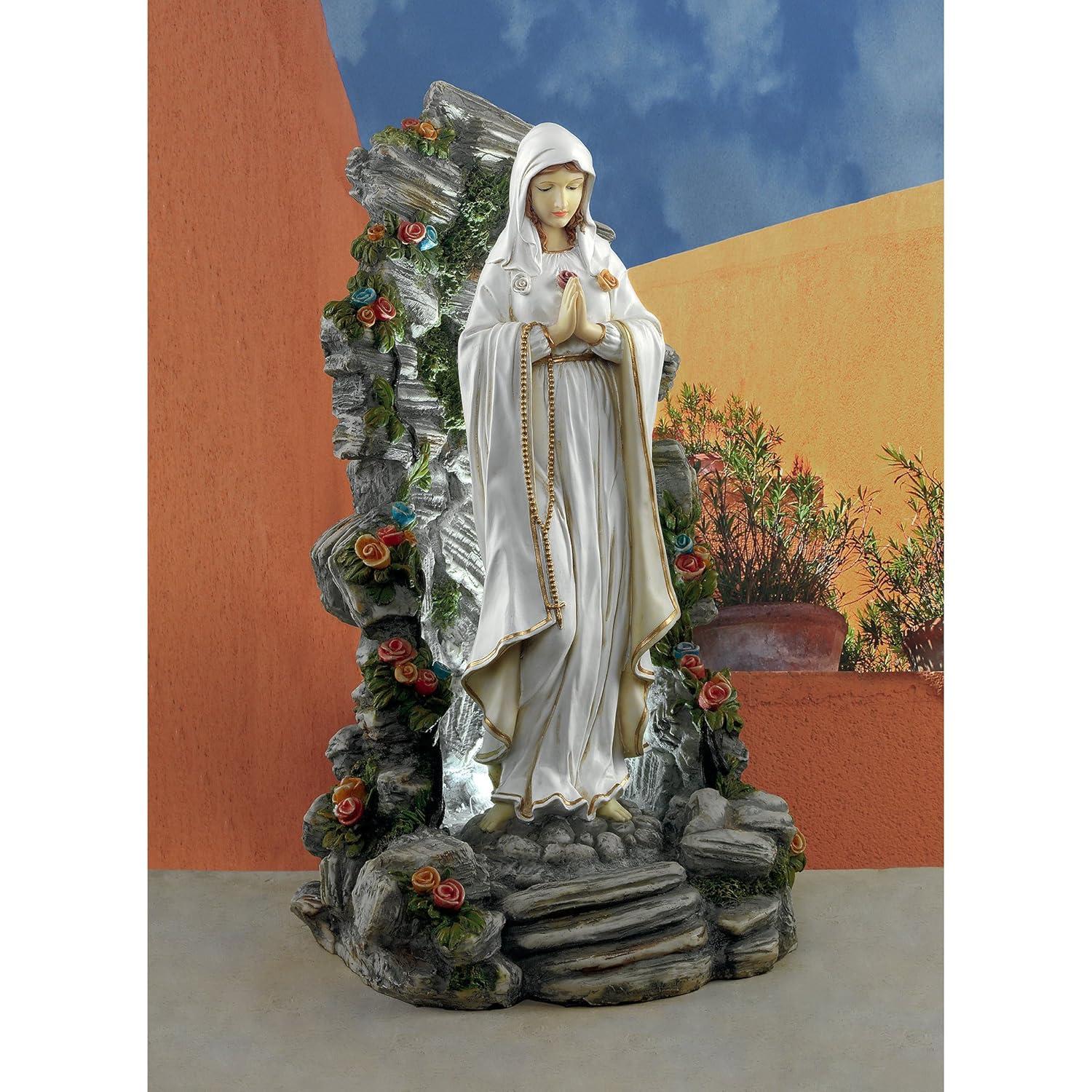 Design Toscano Blessed Virgin Mary Illuminated Garden Grotto Statue