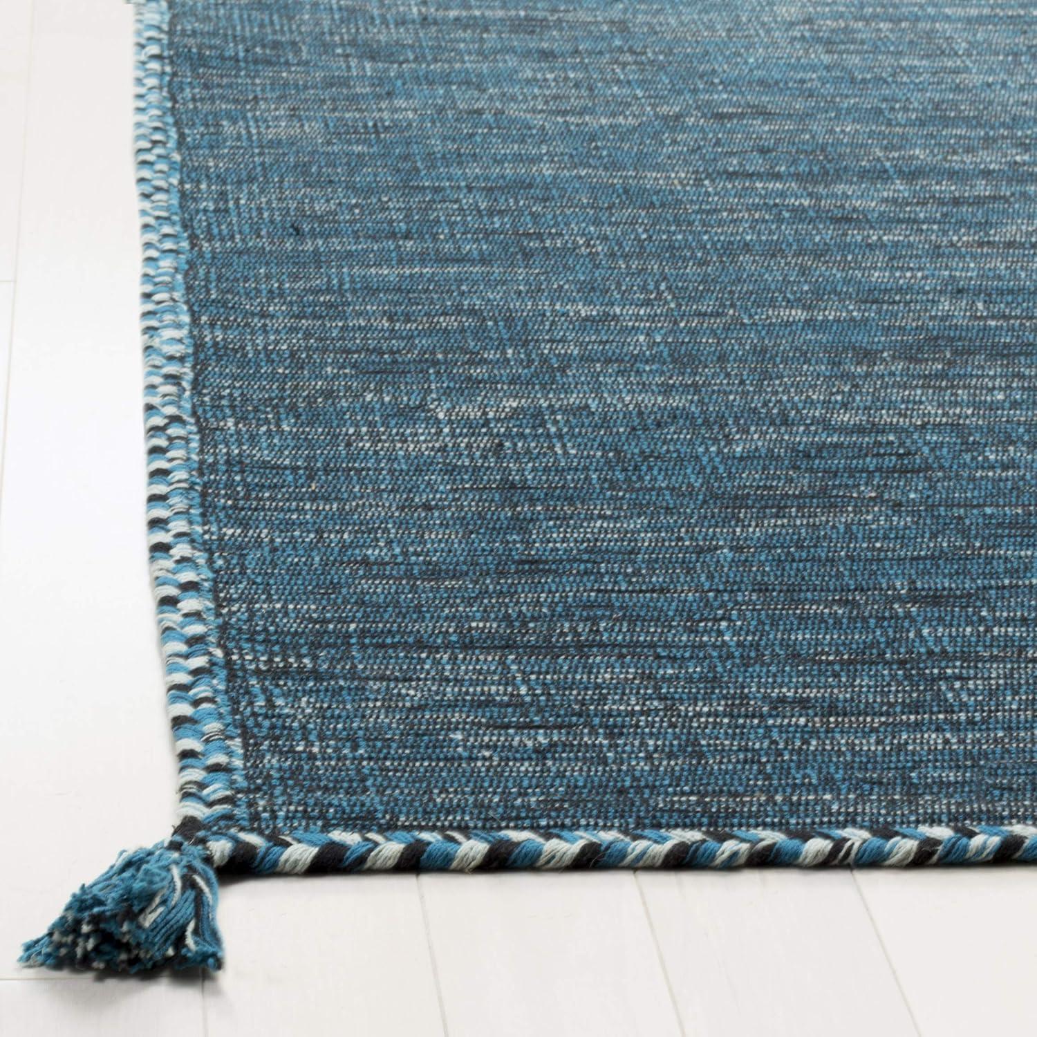 SAFAVIEH Montauk Bijar Solid Cotton Area Rug, Blue/Black, 2' x 3'
