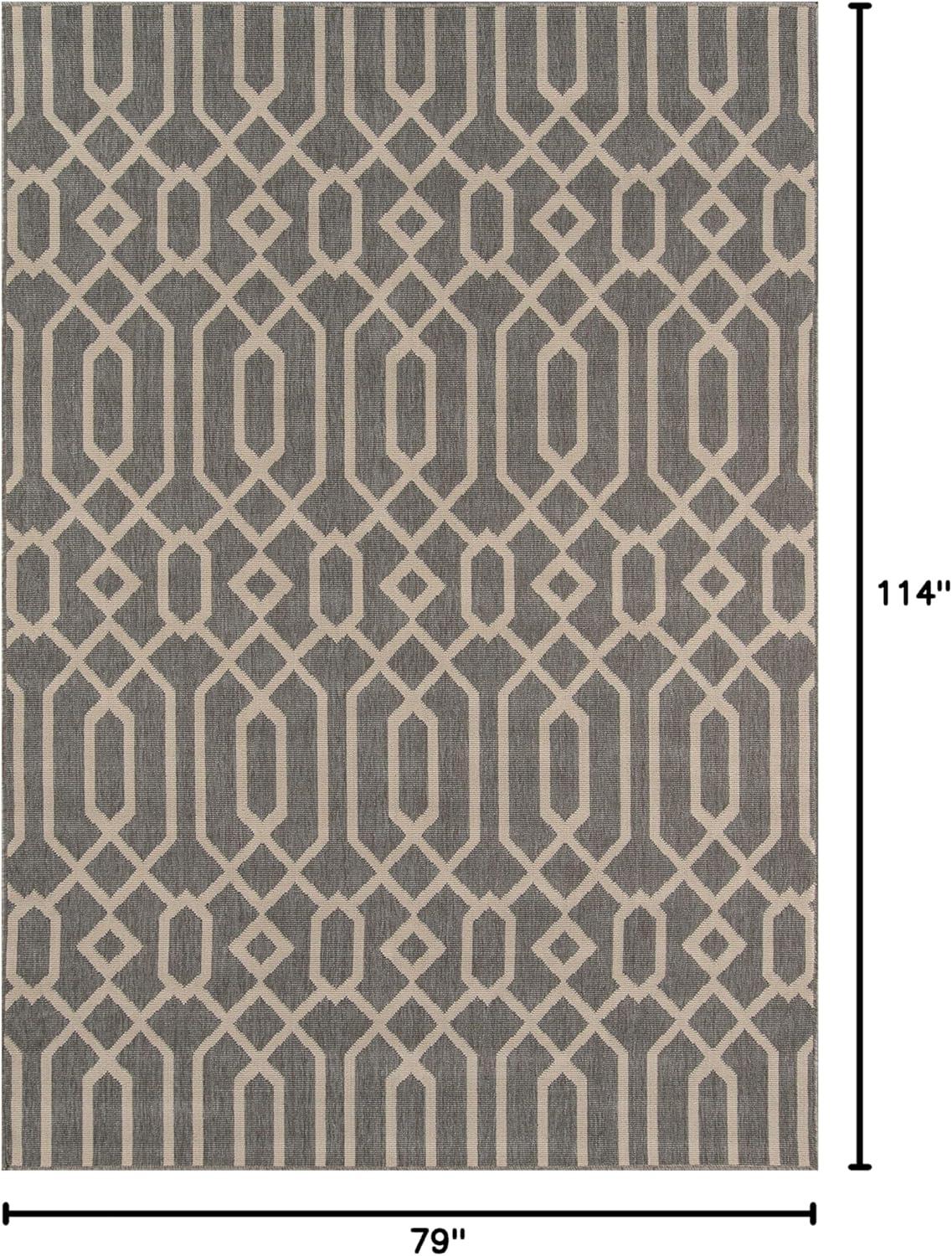 Elegant Gray Trellis Synthetic Rectangular Rug 6'7" x 9'6"