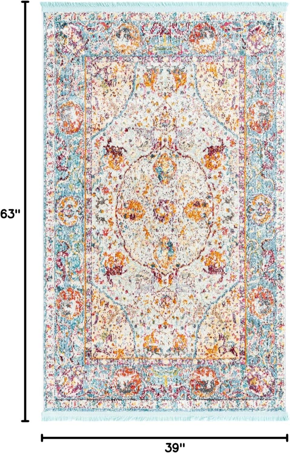 Unique Loom Baracoa Collection Area Rug - Rumba (3' 3" x 5' 3" Rectangle Light Blue/Cream)