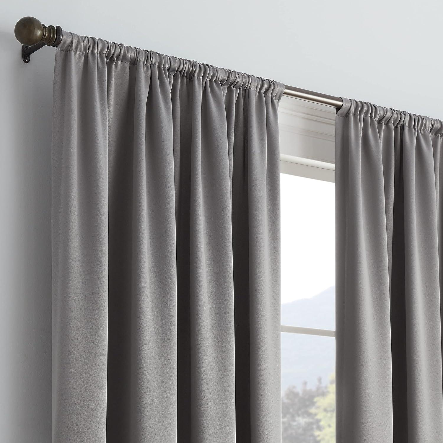 Eclipse Solid Thermapanel Room Darkening Rod Pocket Single Curtain Panel, Grey, 54 x 63