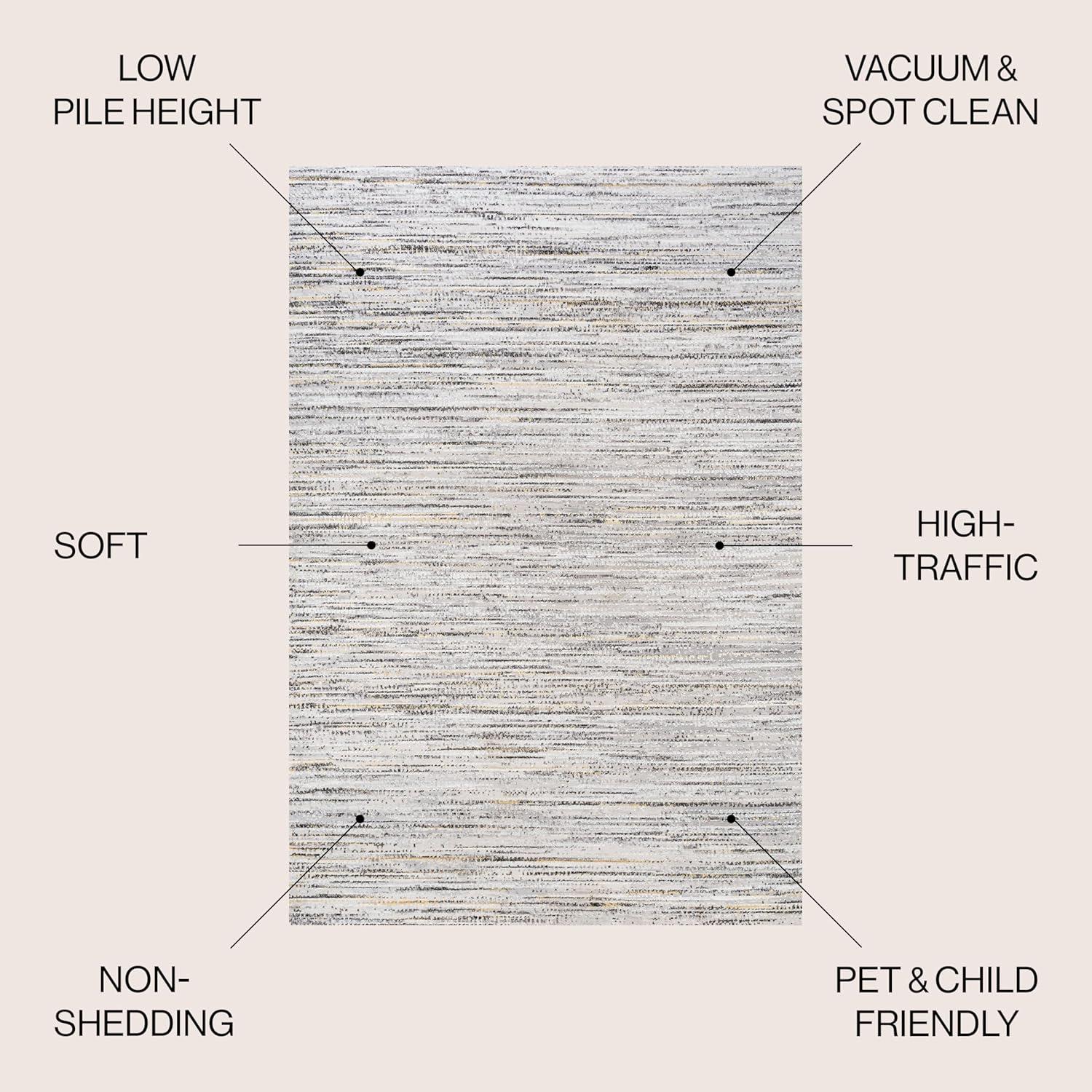 5'x8' Loom Modern Strie'  Area Rug, Gray/Black - JONATHAN Y
