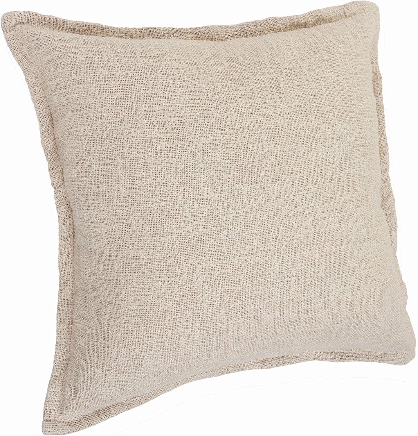 Ox Bay 20" x 20" Hand-Woven Beige Solid Organic Cotton Pillow Cover