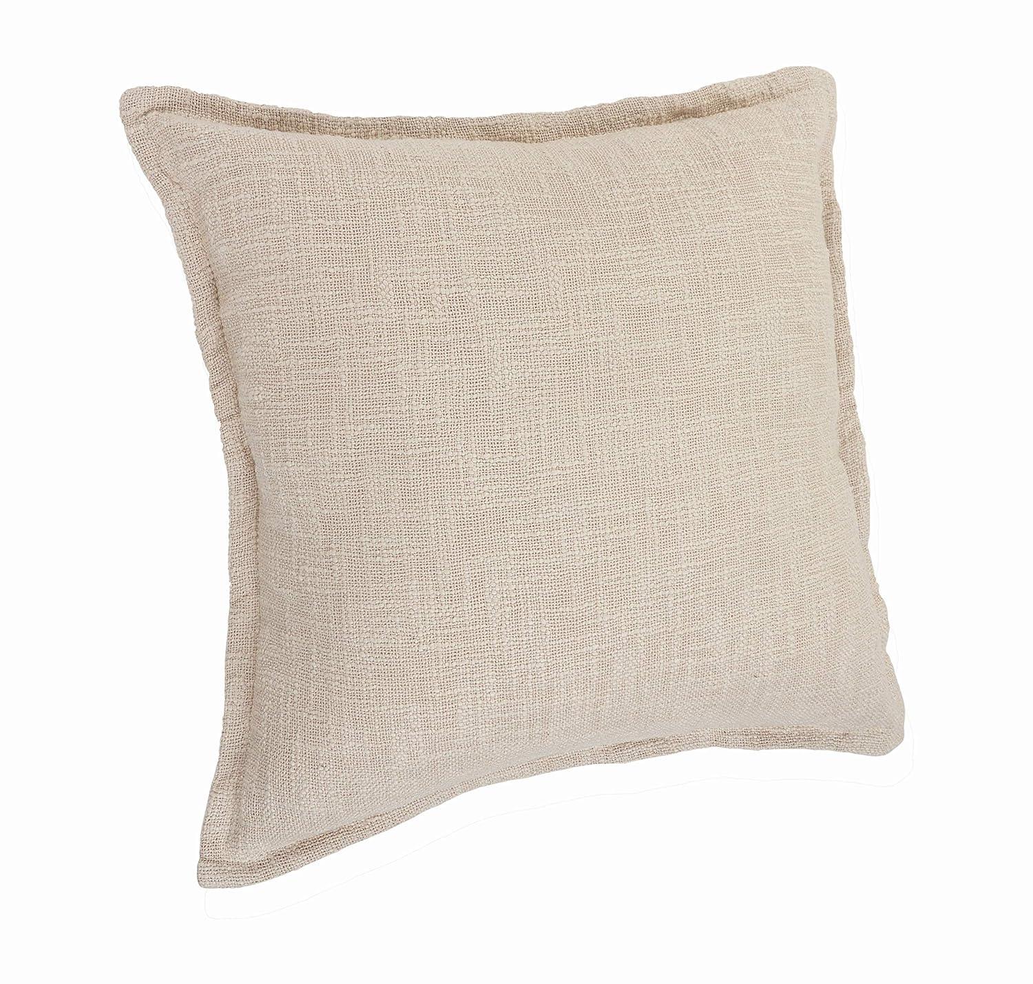 Ox Bay 20" x 20" Hand-Woven Beige Solid Organic Cotton Pillow Cover