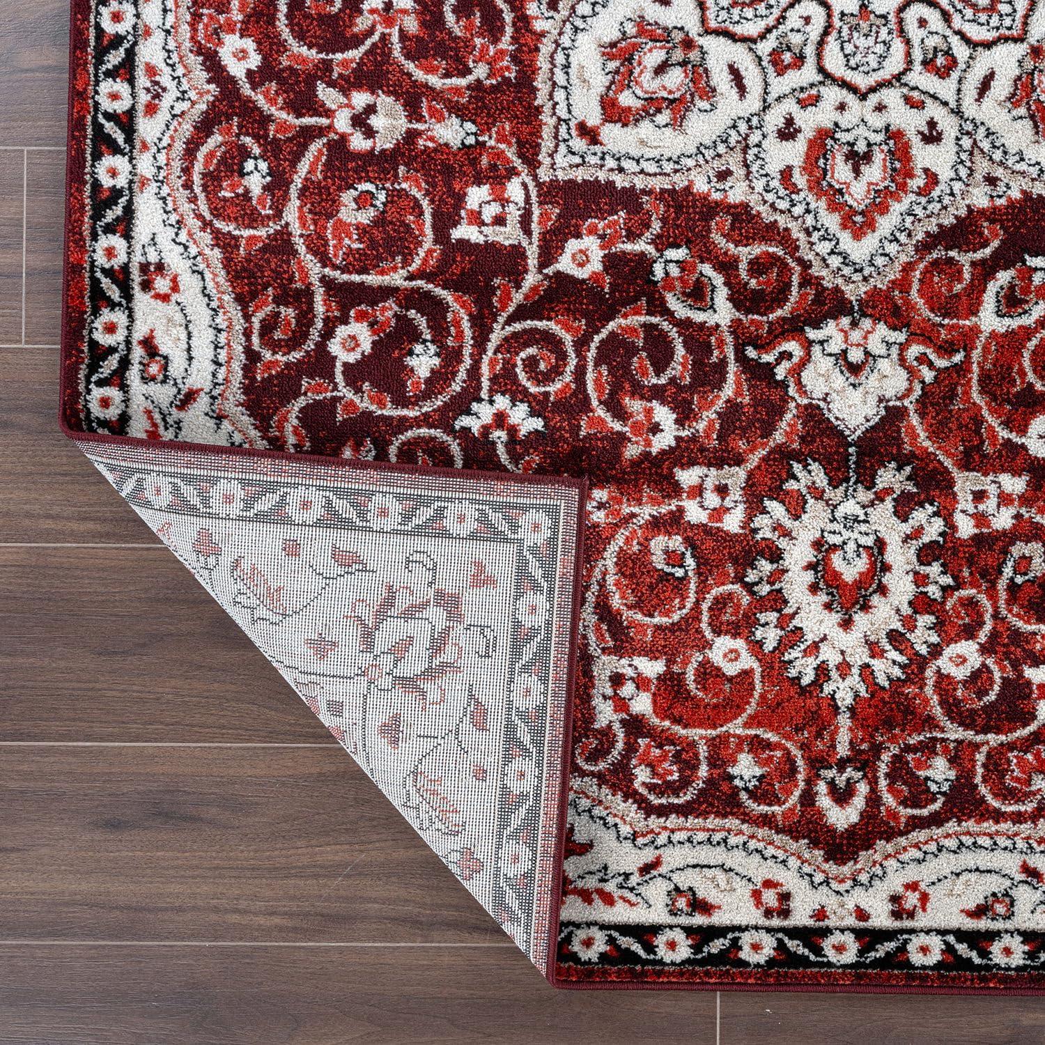 World Rug Gallery Traditional Medallion Area Rug - RED 5' X 7'