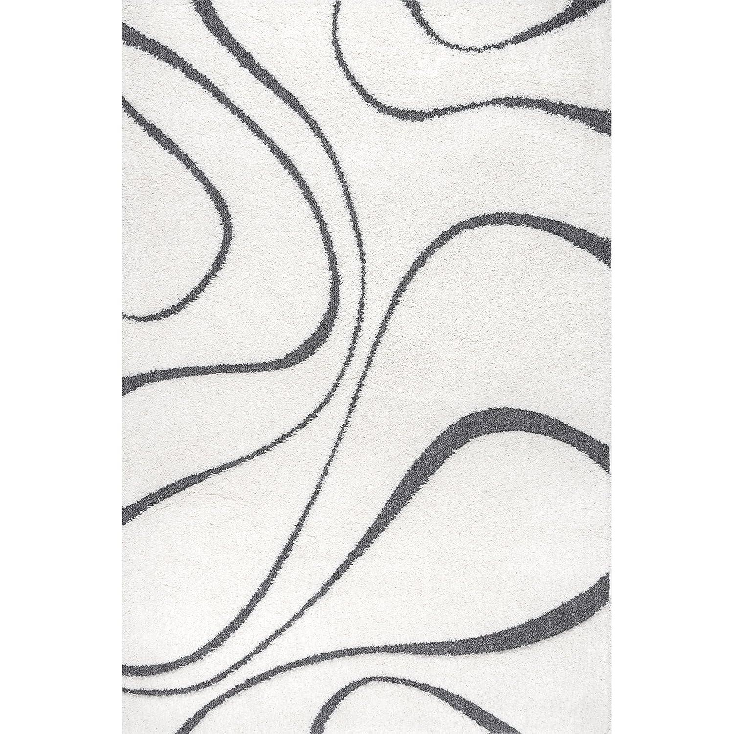 Nuloom Carolyn Abstract 8x11 Shag Indoor Area Rug for Living Room Bedroom Dining Room Nursery, Cream/Beige
