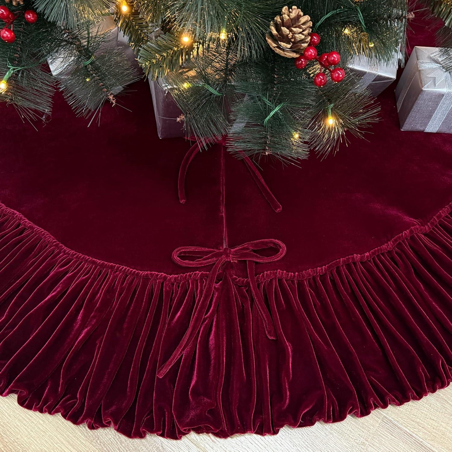 Vickerman 72" Plush Red Velvet Christmas Tree Skirt