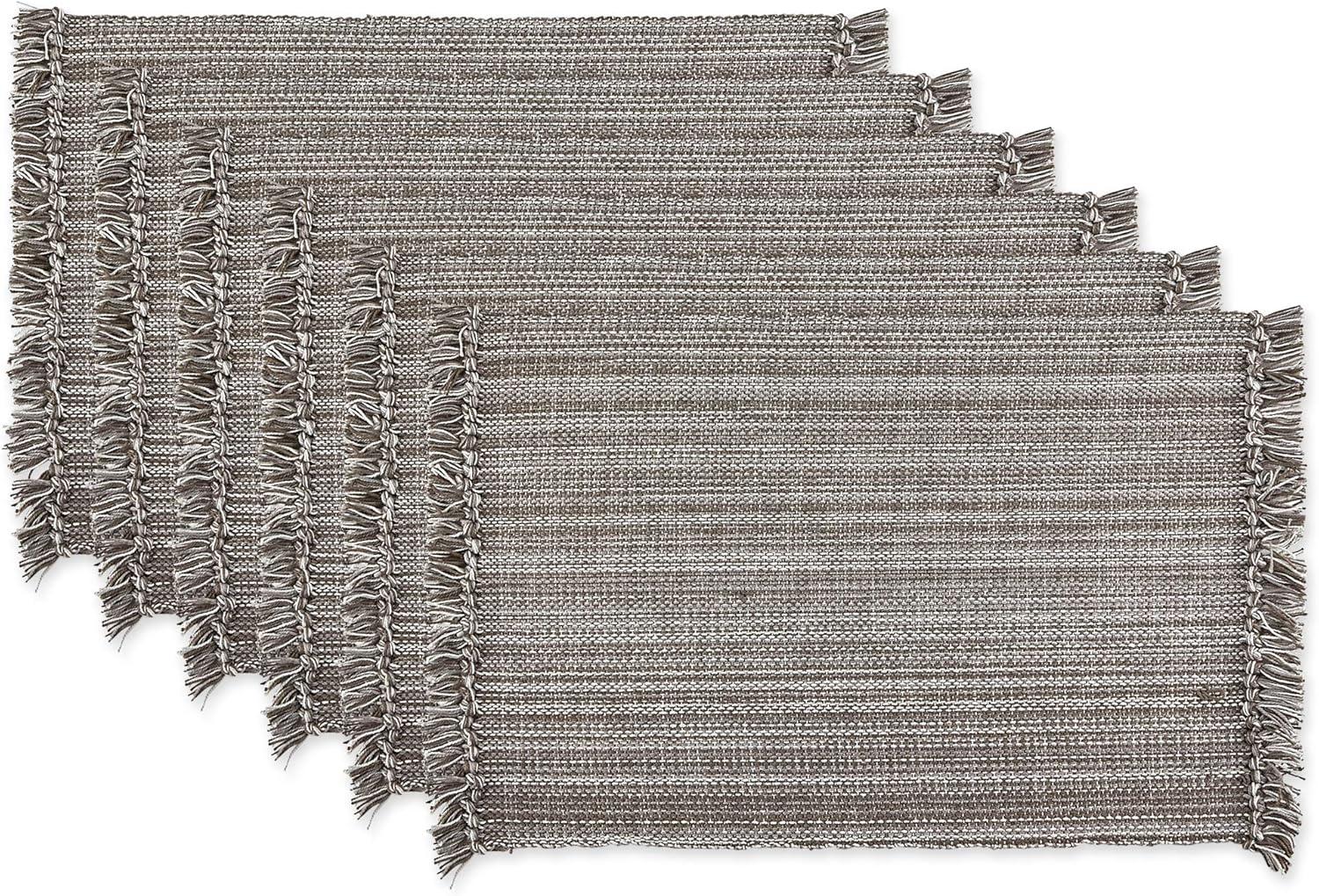 Gray Fringe Variegated Placemats (Set Of 6) - Design Imports