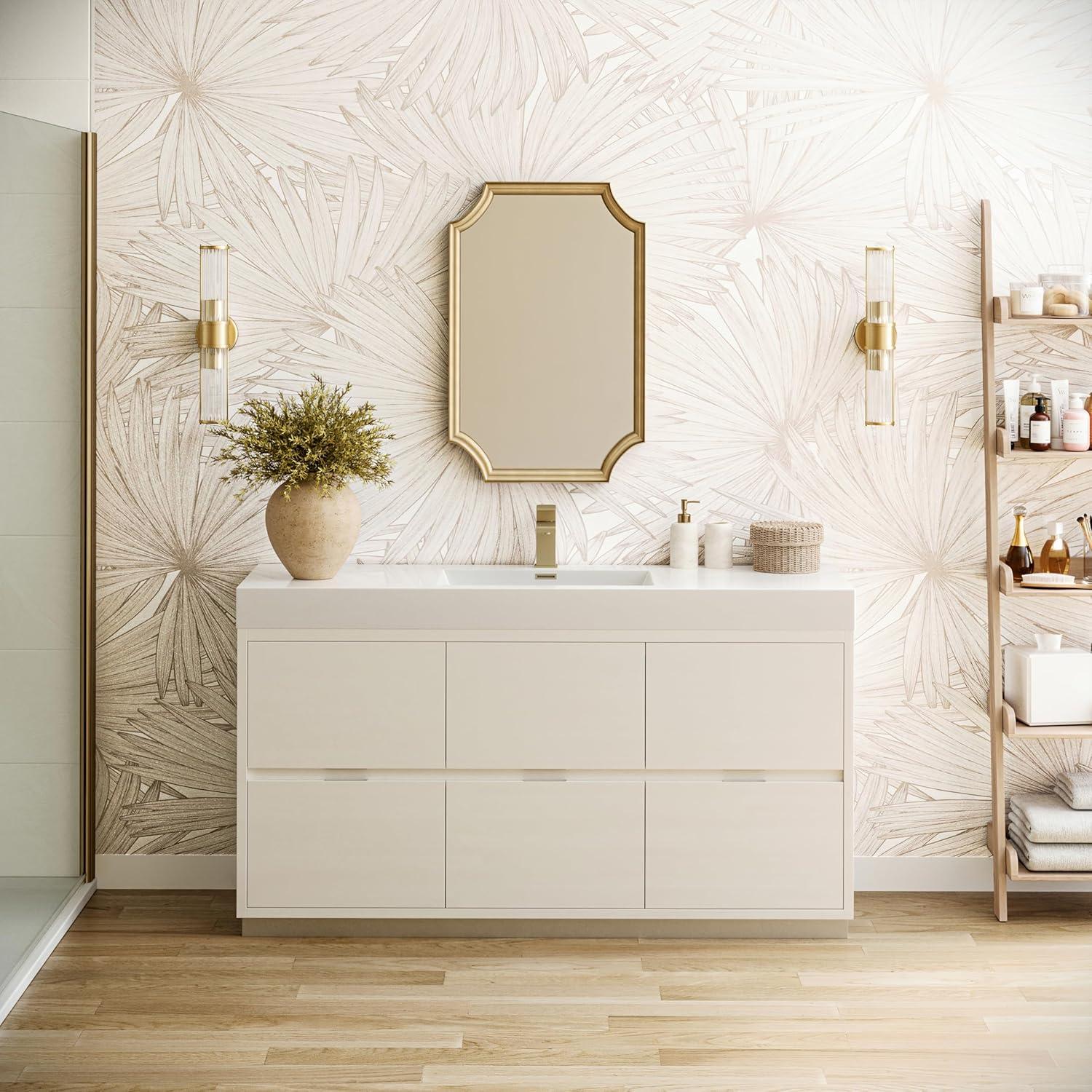 Valencia 60" Freestanding Single Modern Bathroom Vanity with Ingegrated Sink - Faucet Not Included