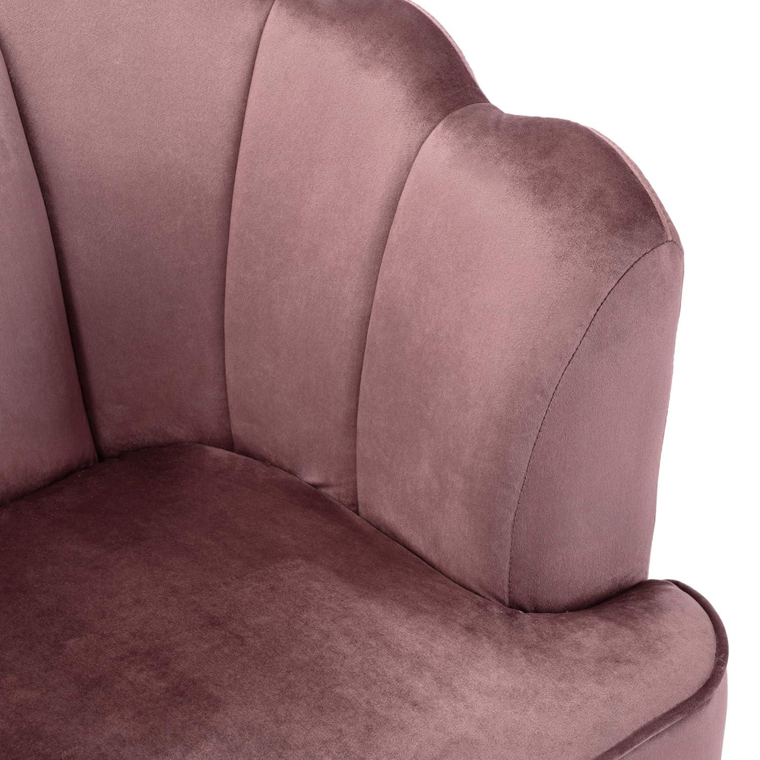 Reitz Modern Glam Velvet Channel Stitch 3 Seater Shell Sofa Blush Pink/Gold - Christopher Knight Home: Durable Iron Legs, Polyester Upholstery