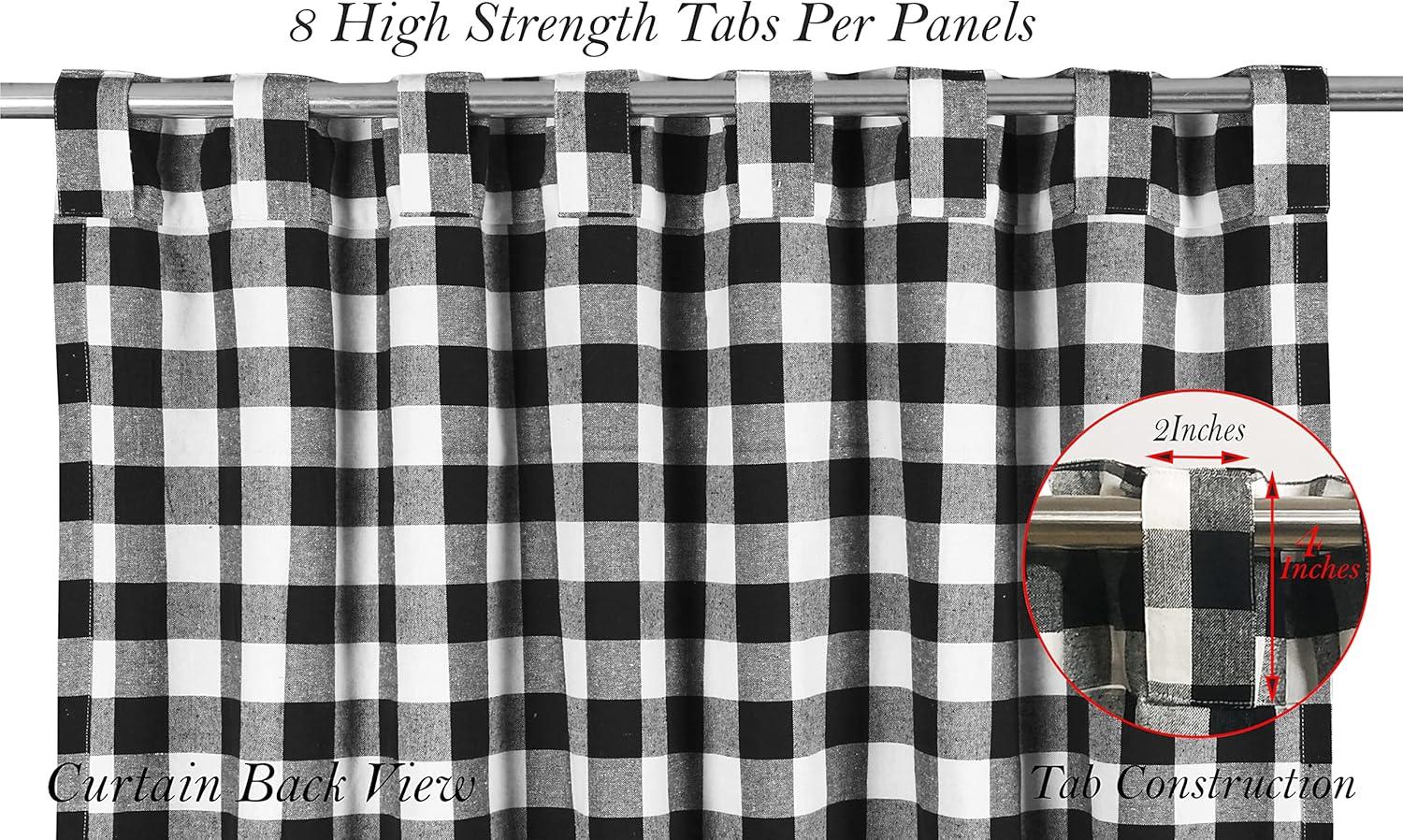 Black and White Cotton Gingham Check Plaid Curtain Panels