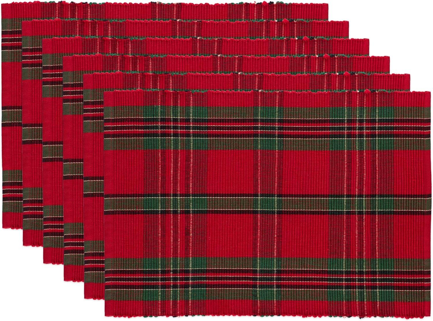 Design Imports Holiday Plaid Placemats, Set of 6