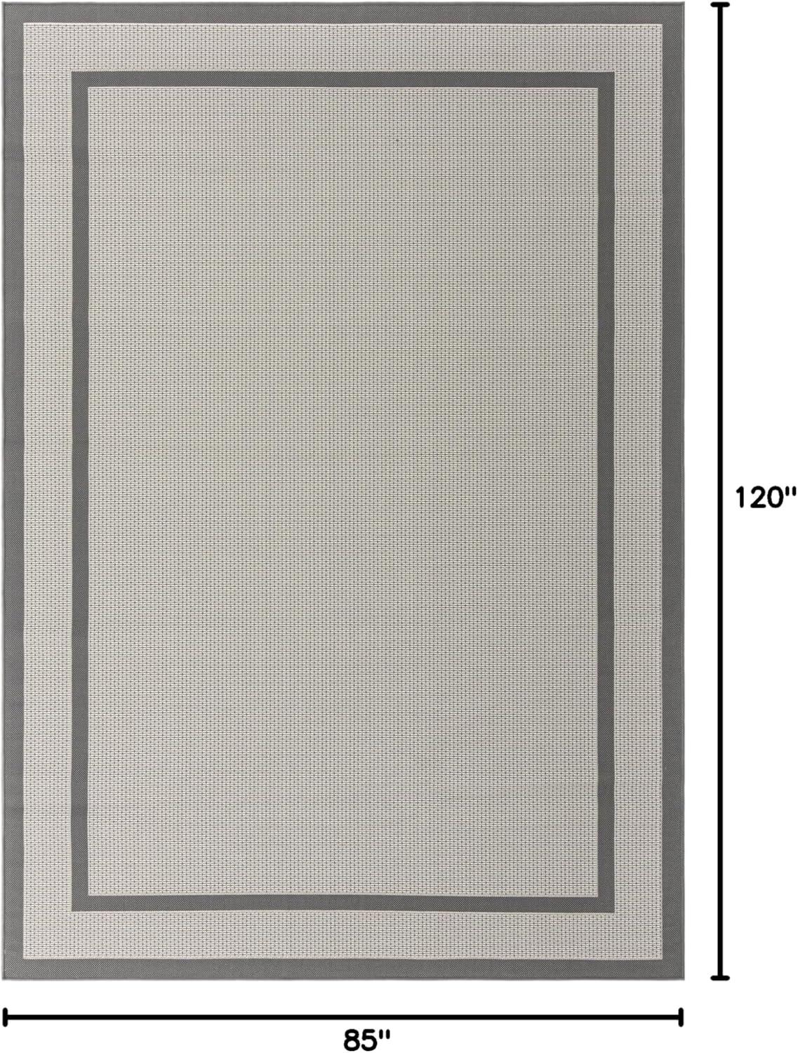 Unique Loom Outdoor Border Collection Area Rug - Border (7' 1" x 10' Rectangle Gray/Silver)