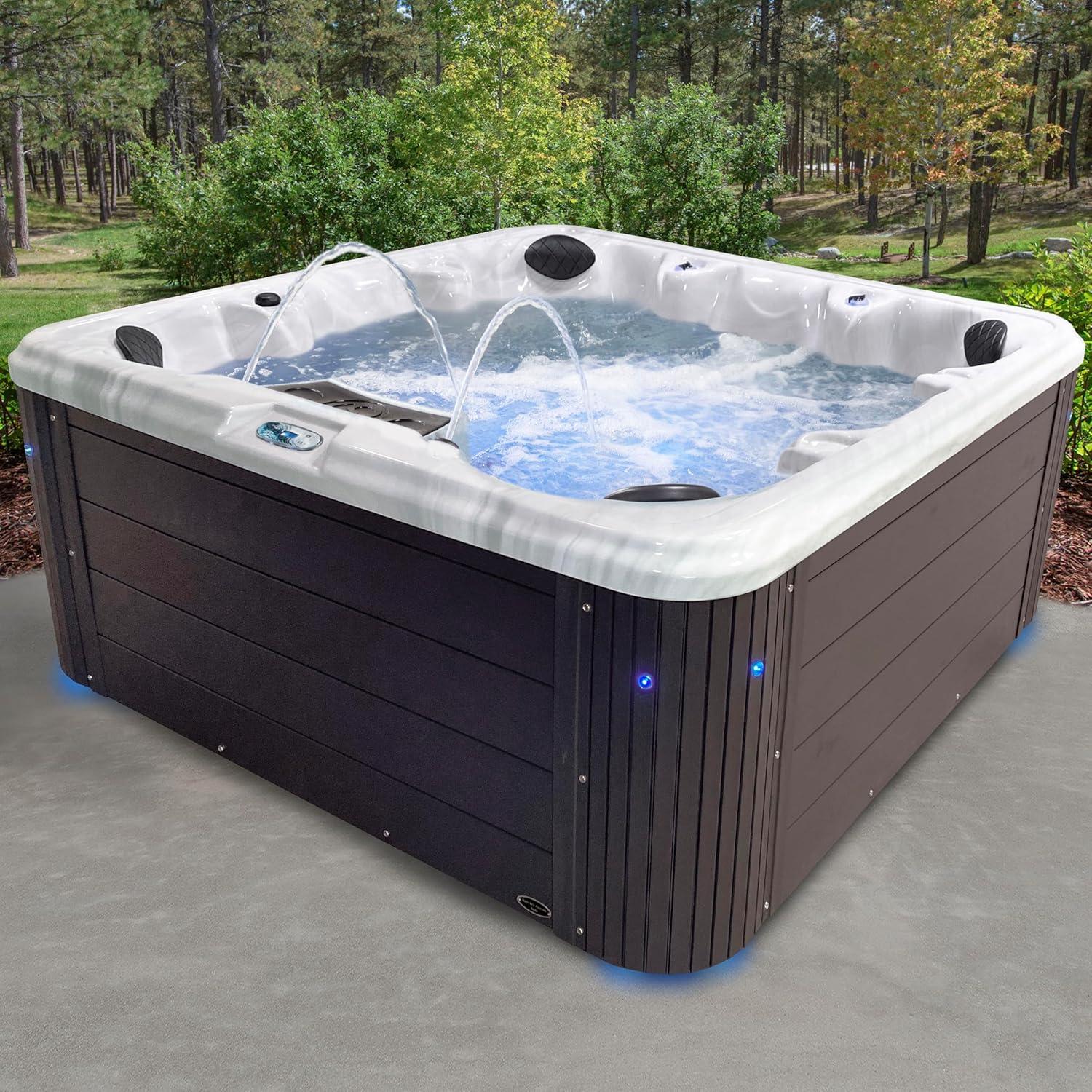 Insight 6-7 Person 34-Jet, 86-Port Acrylic Non-Lounger Hot Tub Spa, Stainless Steel Heater with Ozonator, LED Lighting, LED Ice Bucket and Insulated Cover Included