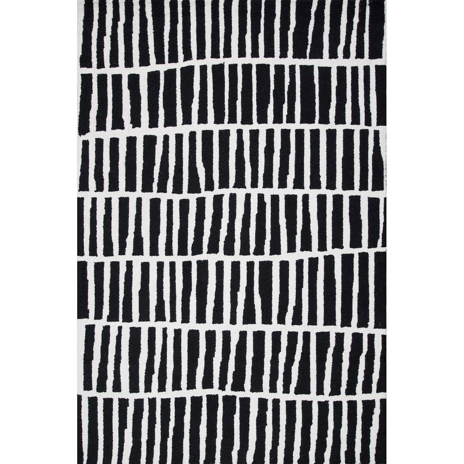 Nuloom Lemuel Geometric 5x8 Wool Indoor Area Rug for Living Room Bedroom Dining Room Kitchen, Black/Ivory